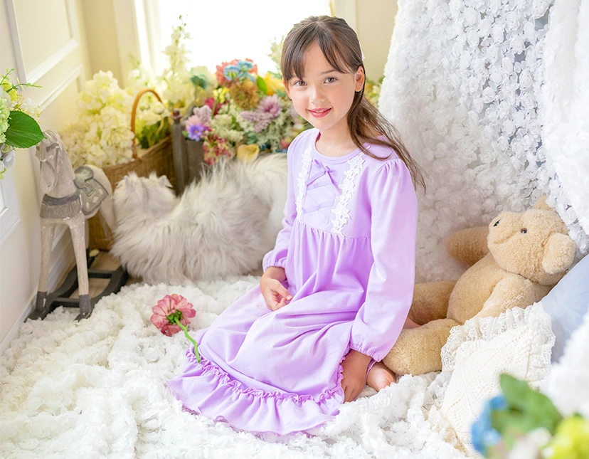 【⭐訂購⭐】 🇯🇵日本直送 🌀優雅少女 長袖蕾絲花邊 交叉緞帶 睡裙［3款選］🌀[ELCA-0133][260403]