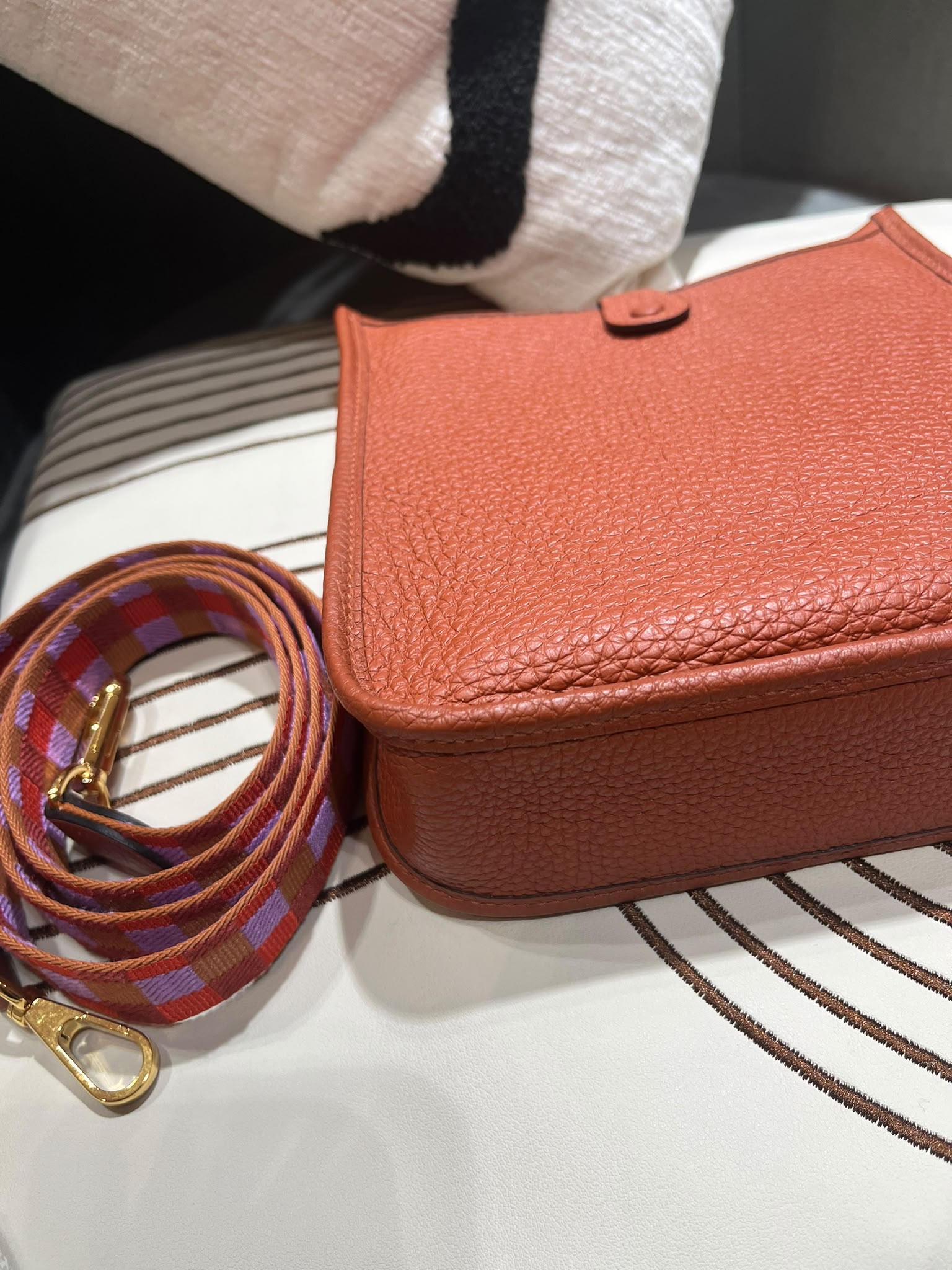Hermes mini evelyne ,STAMP U,6C 古銅牛皮 100%Authentic,98%new ✅原裝織紋肩帶✅dust bag  