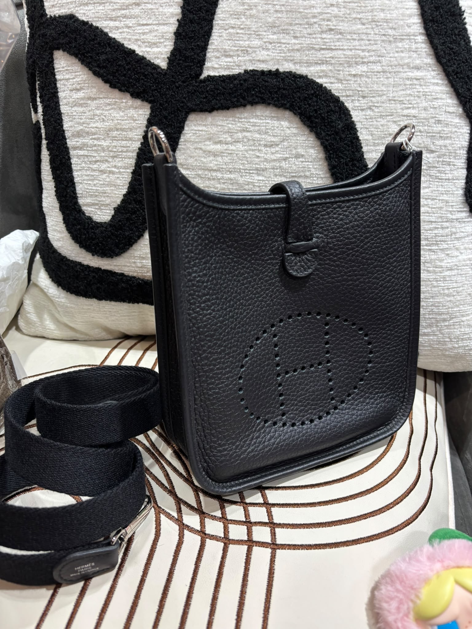Hermes mini evelyne, Stamp U 黑色銀扣 100%Authentic ,98%new  ✅dust bag✅box