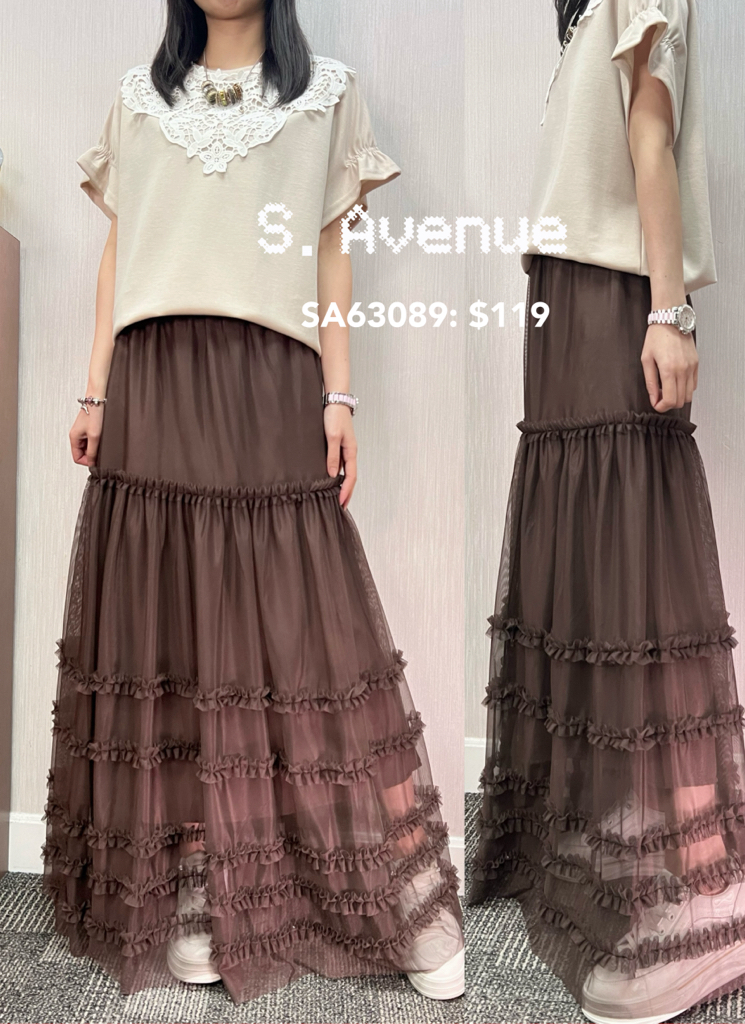 SA63089: 橡筋腰半截A字紗裙