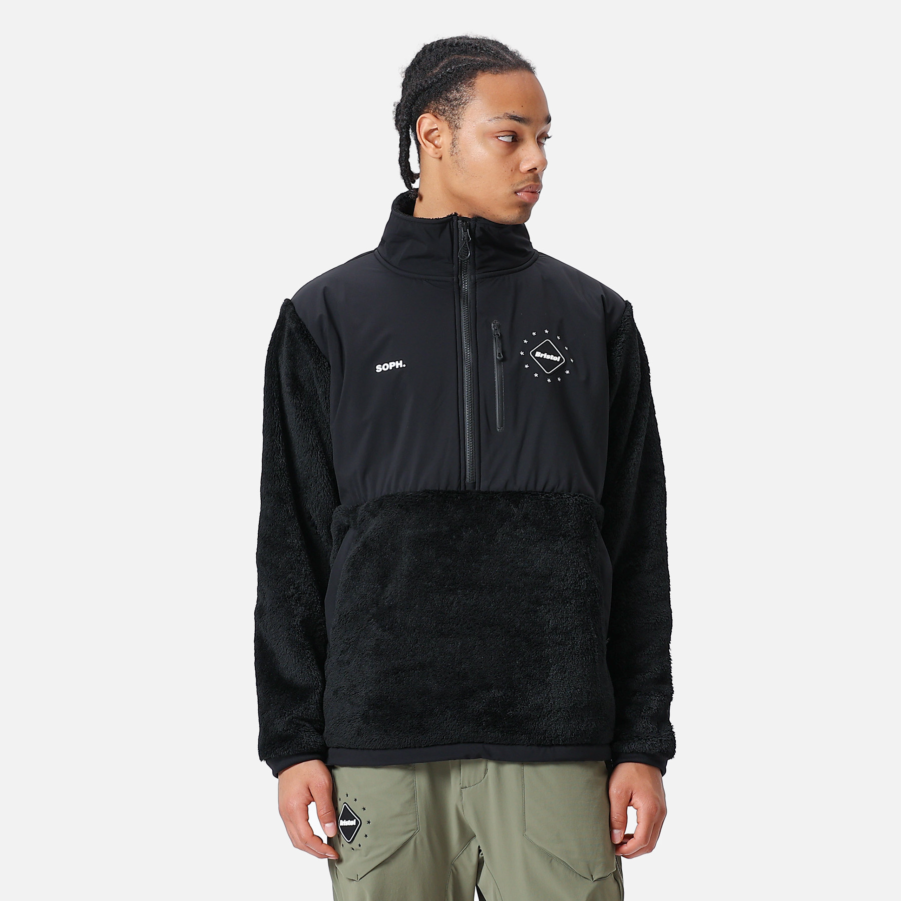 FCRB 2022 AW POLARTEC FLEECE HYBRID HALF ZIP BLOUSON / BLACK / L (FCRB-222051)  | TRENDSPOT TOKYO