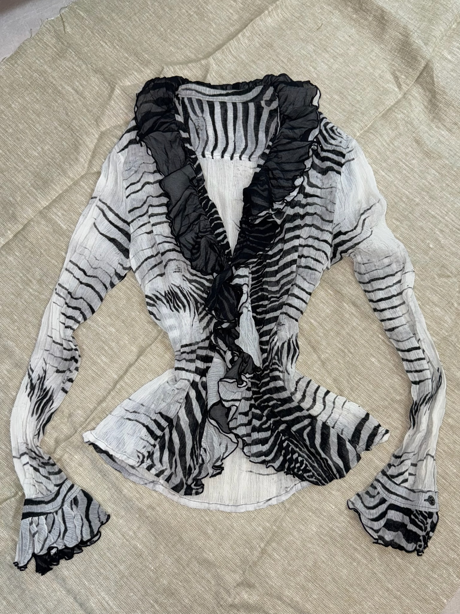 Zebra Print Ruffle Cardigan