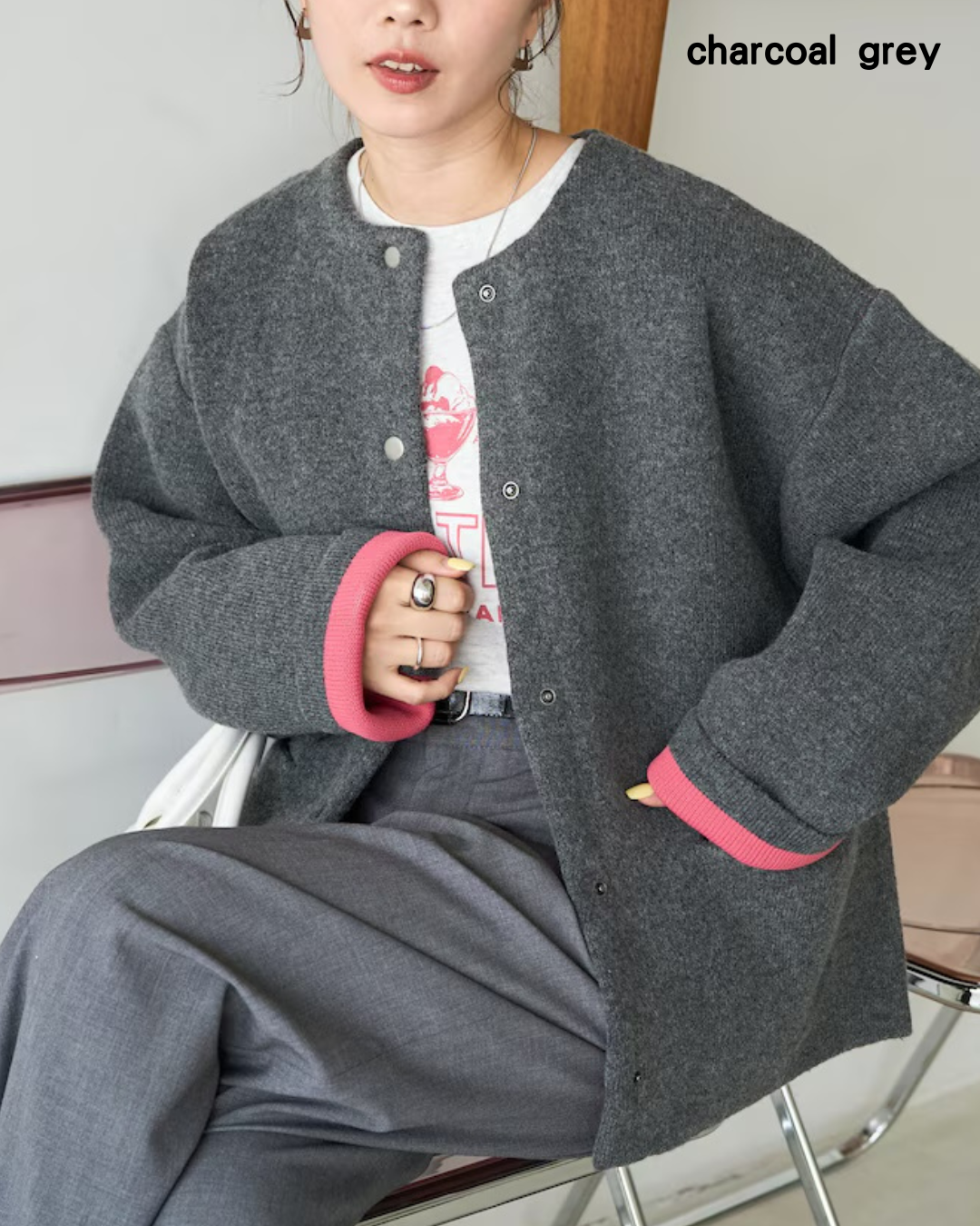 日本代購【 2026秋冬新商品 日本直送  Freak's Store 內配撞色 時尚 針織開襟外套｜簡約有型 秋冬必備！Oversized Knit Cardigan 】