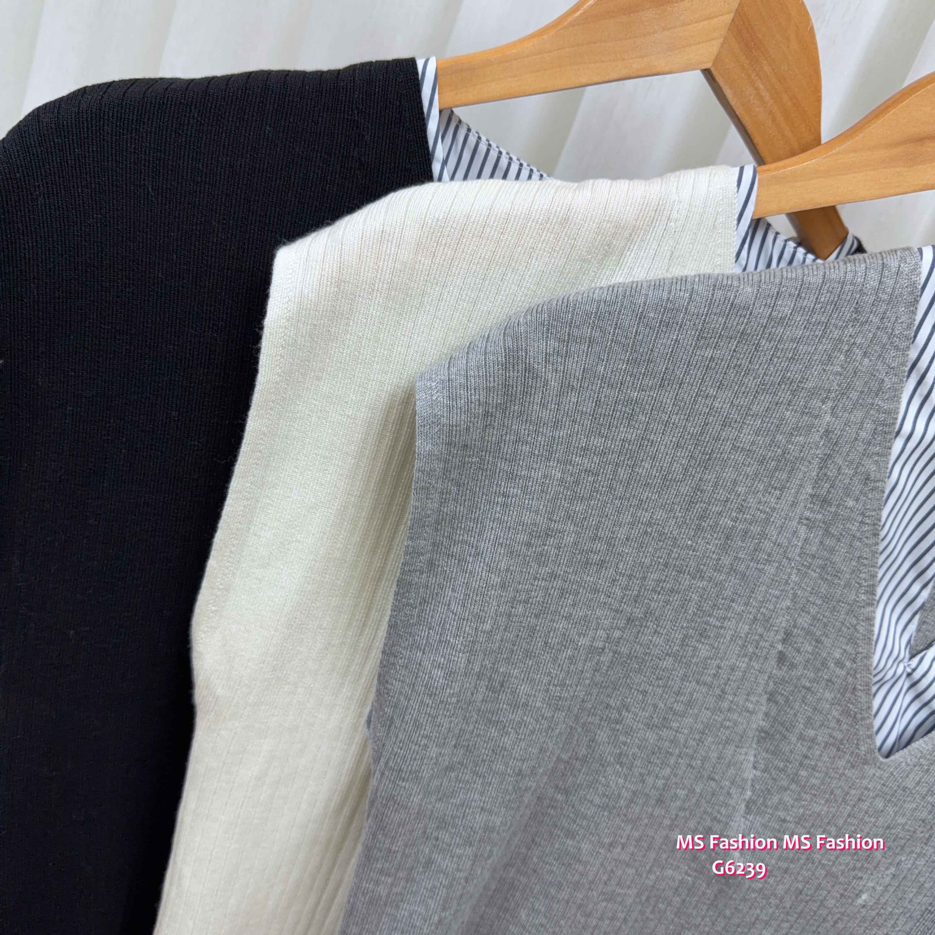 G6239 韓國🇰🇷V領拼布top