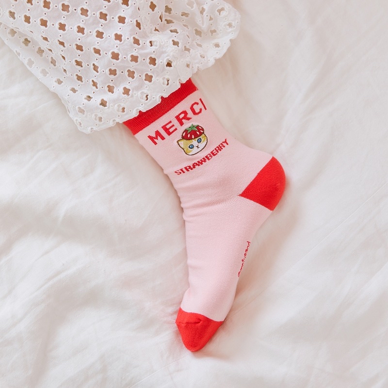 🎀【預訂】 mofusand 草莓🍓系列 Pink Socks 22-24cm