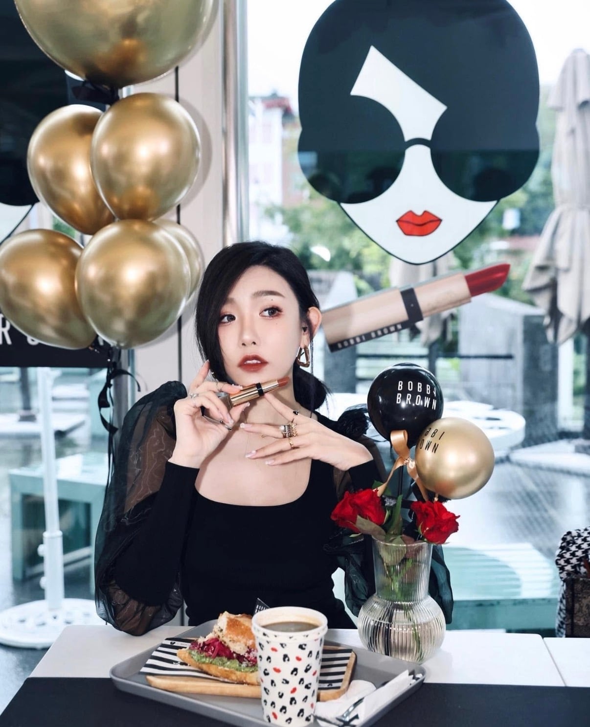 💄Alice + Olivia 💋 超級折上折黑色紗袖連身裙