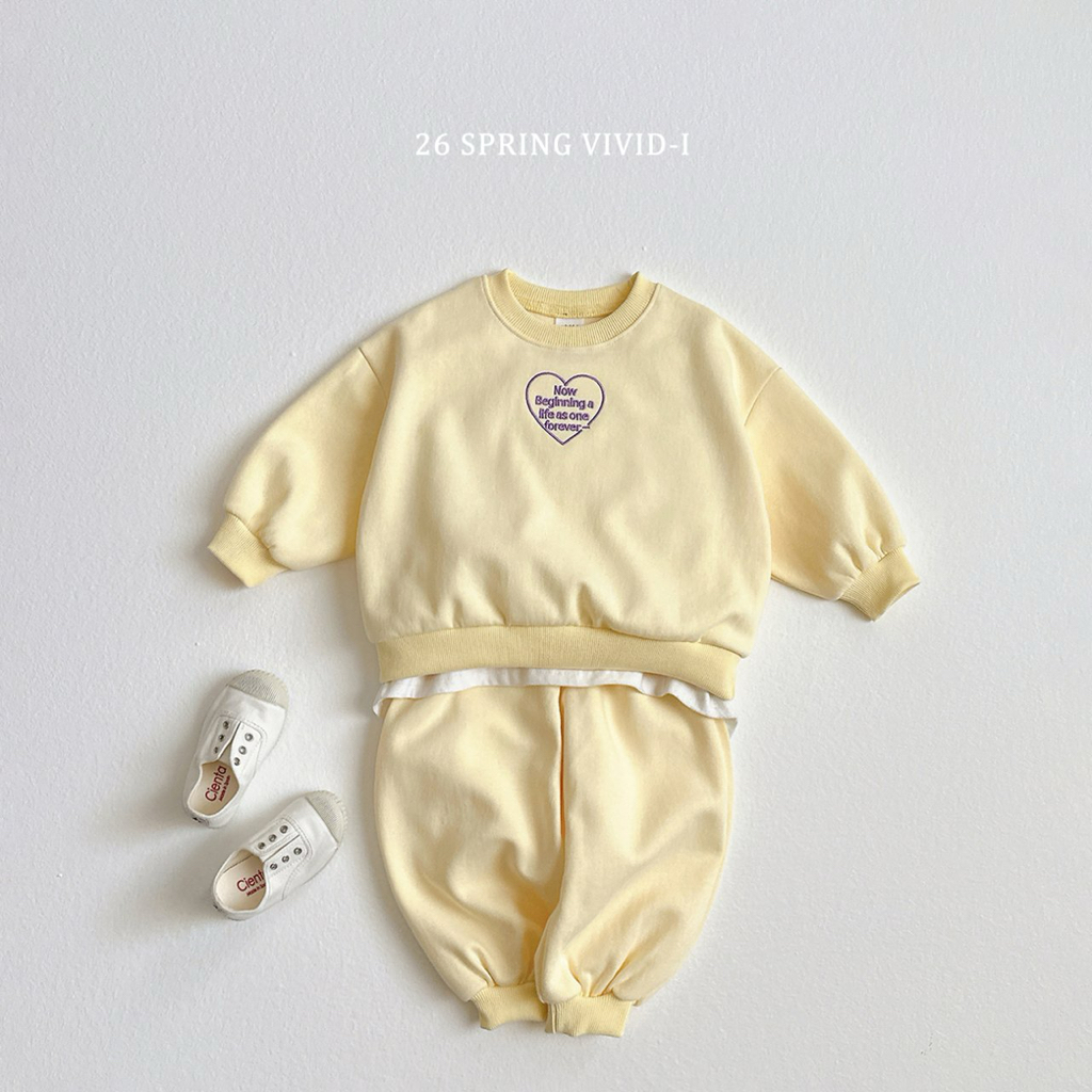 🌸預訂 韓國直送🌸🇰🇷VIVIDI四色愛心字母刺繡長袖上下套裝