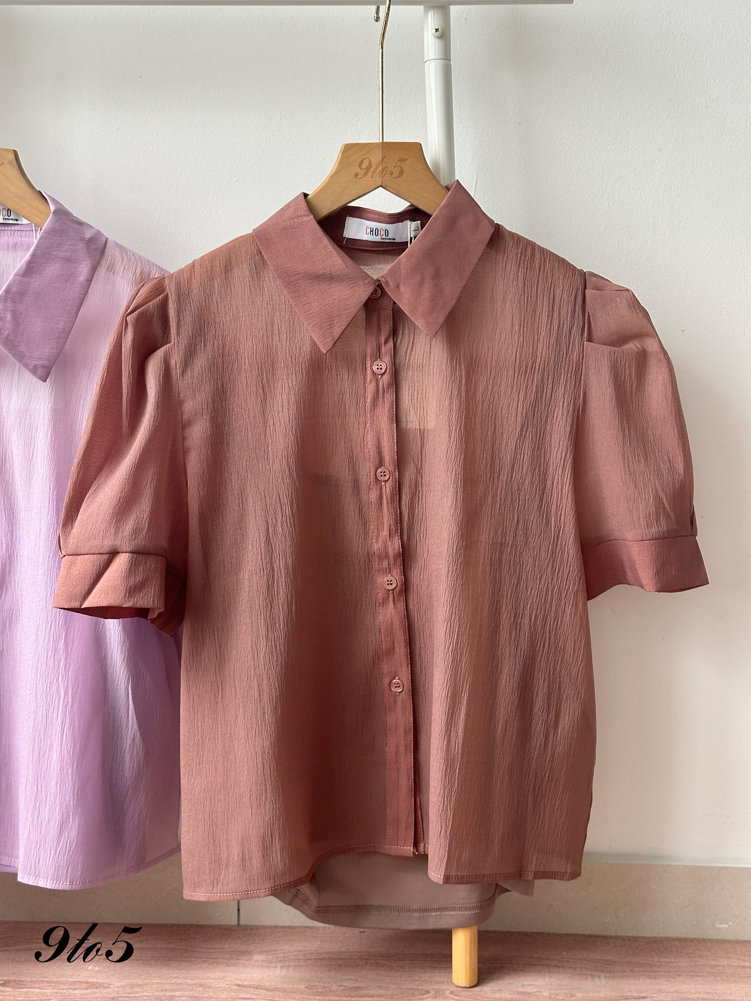 T4329 Puff Sleeve Button Down Blouse - 3 Colors 