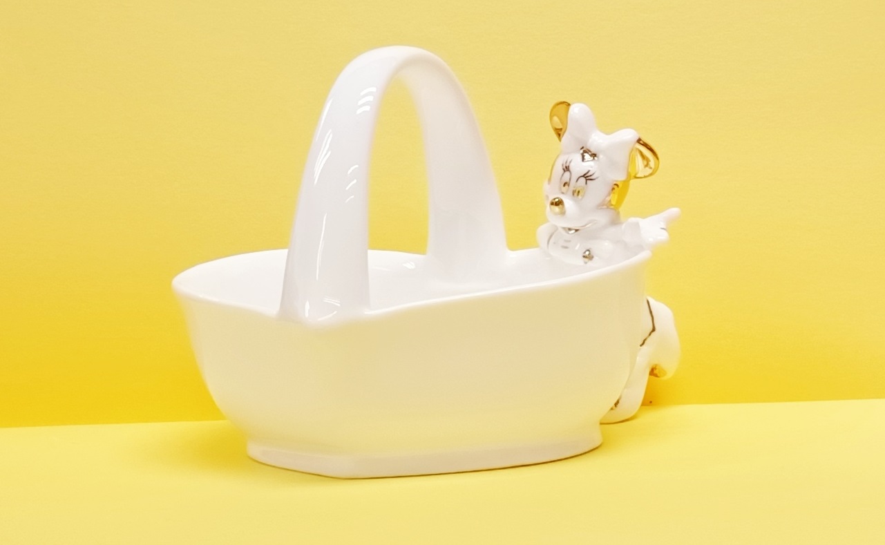 BONE CHINA HEART SHAPED BASKET 骨瓷心型籃子 Minnie Mouse    (KD-13)