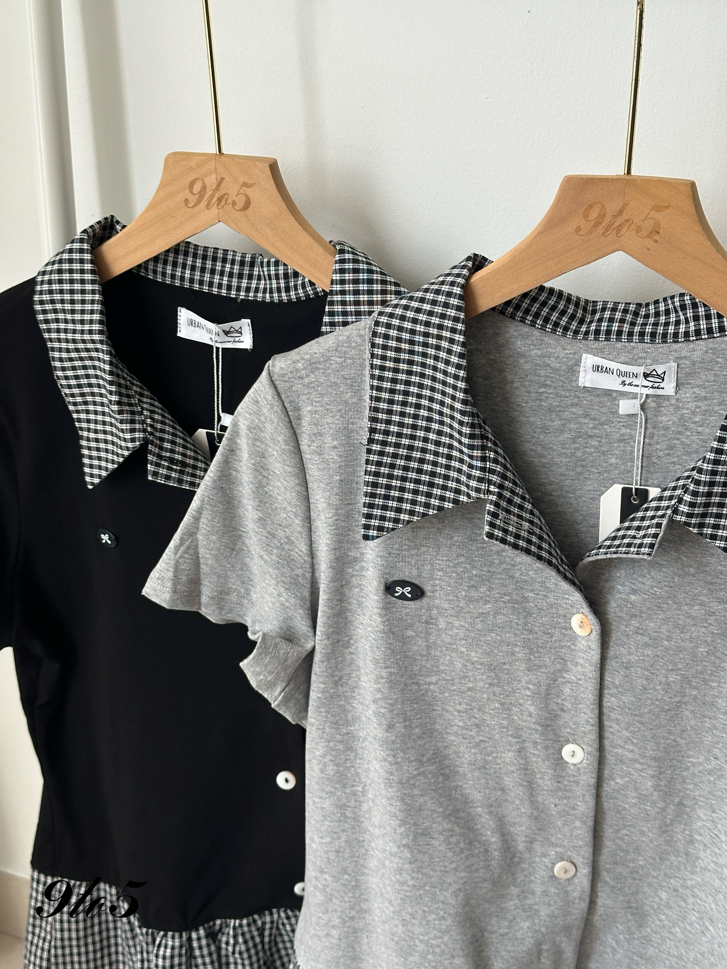 T4055 Checker Peplum Polo Tee - 4 Colors