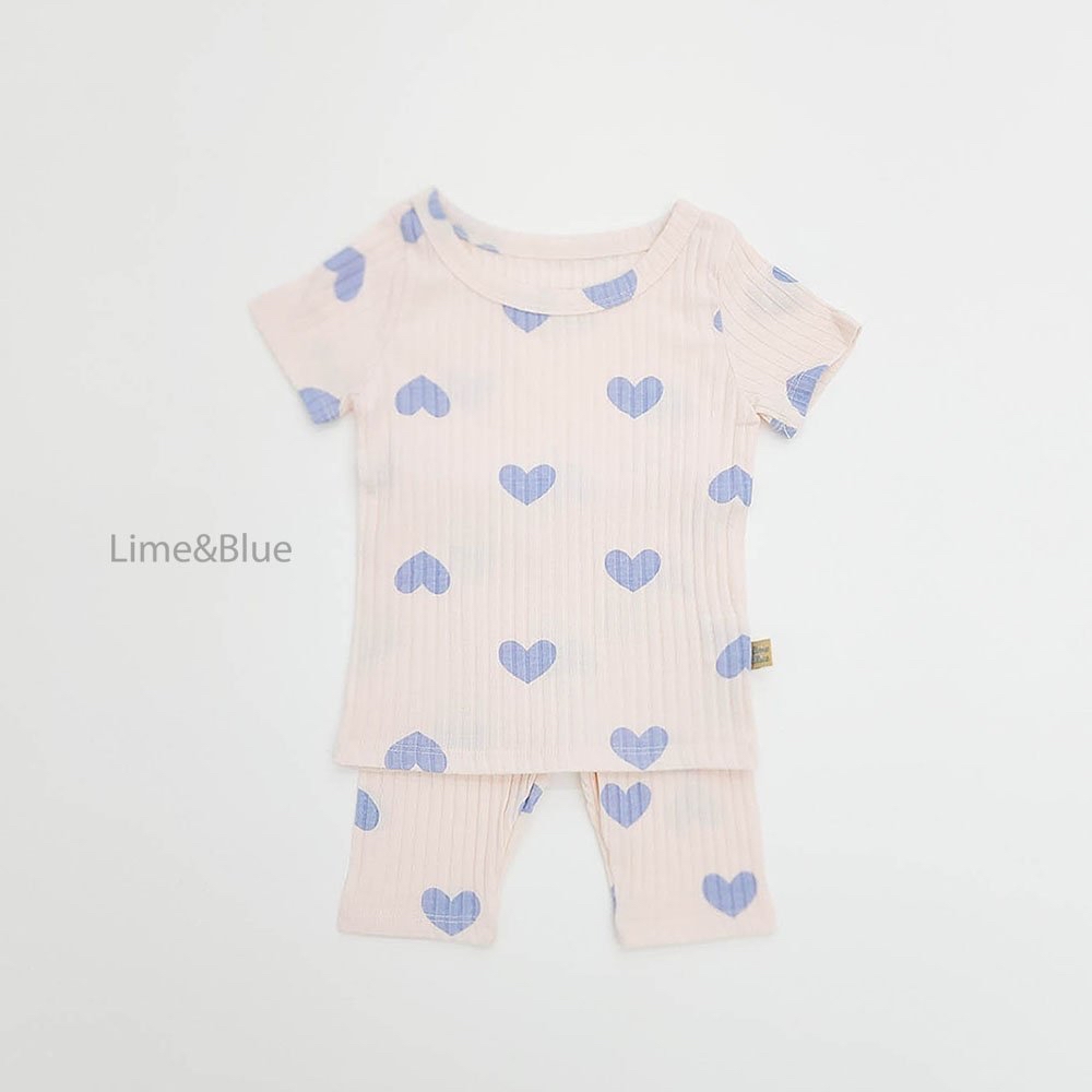 Modal Heart Ribbed Short-Sleeve Set