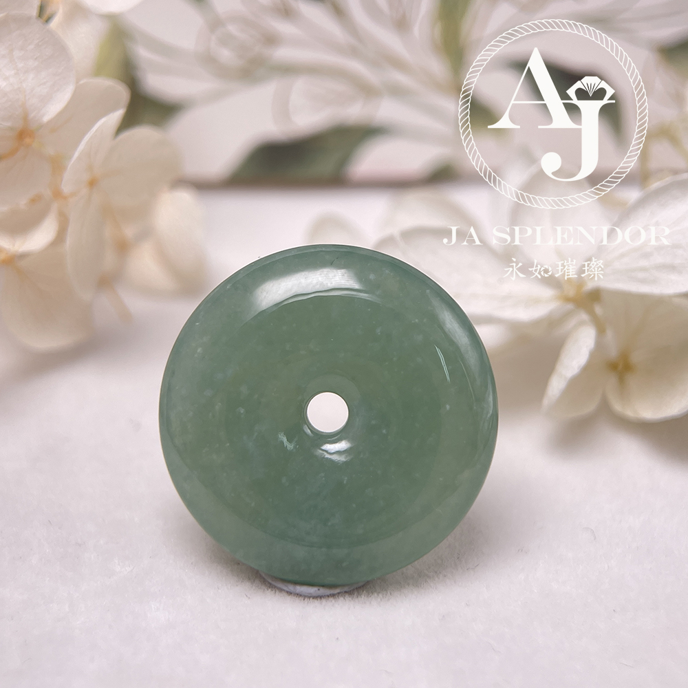 JN-178 天然翡翠A玉 冰種滿綠平安扣