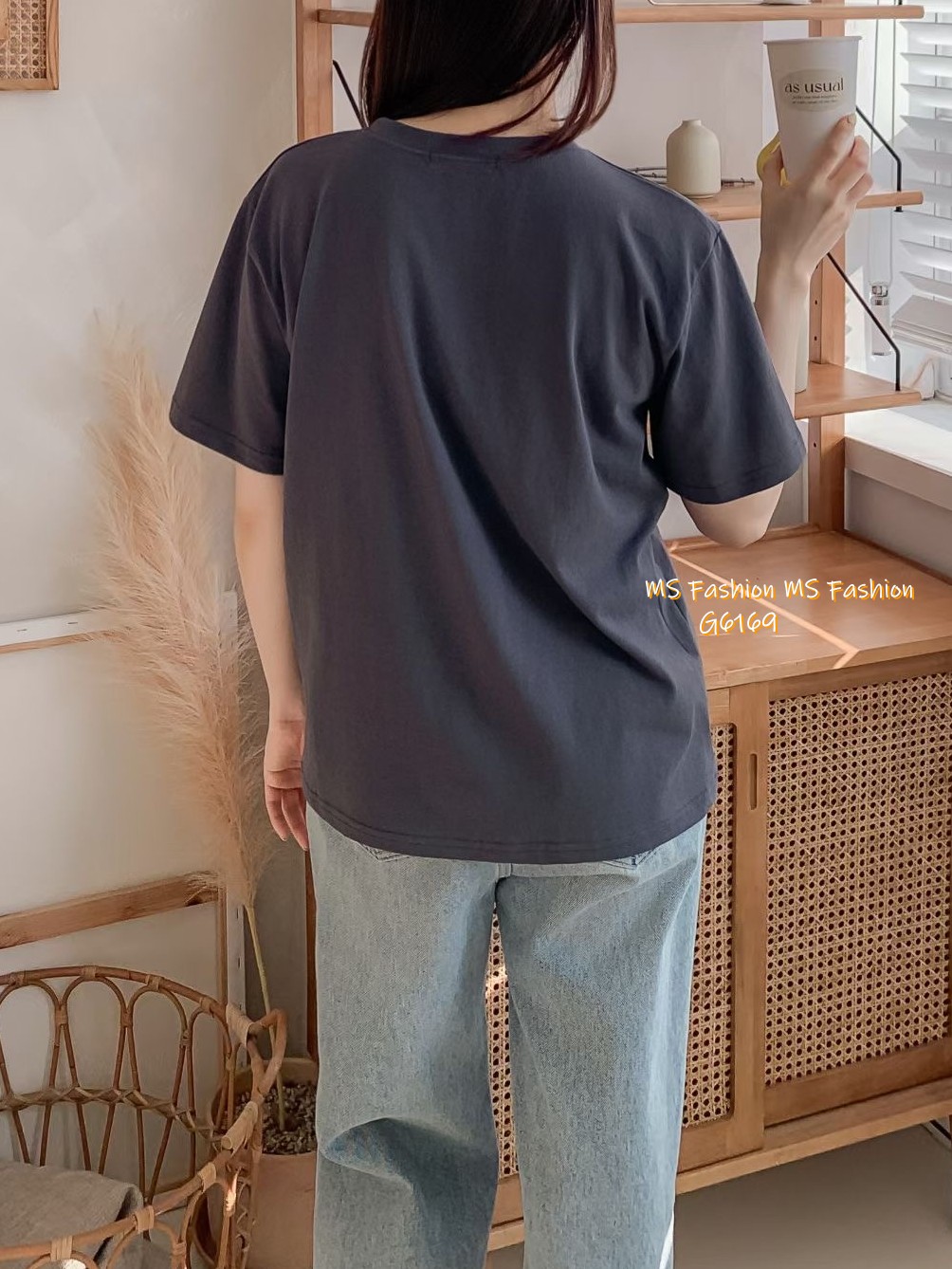 G6169 韓國🇰🇷拼色條紋字母top