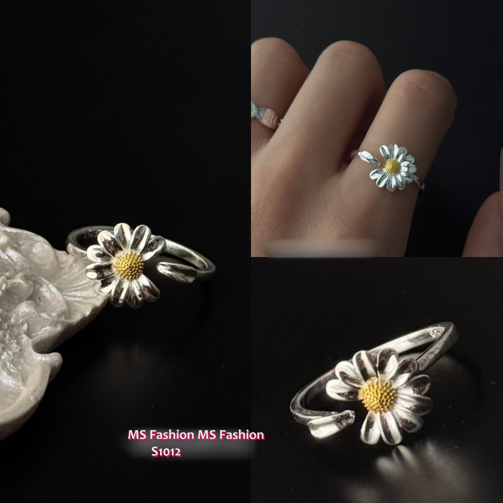 S1012 韓國🇰🇷S925純銀小雛菊前開口戒指