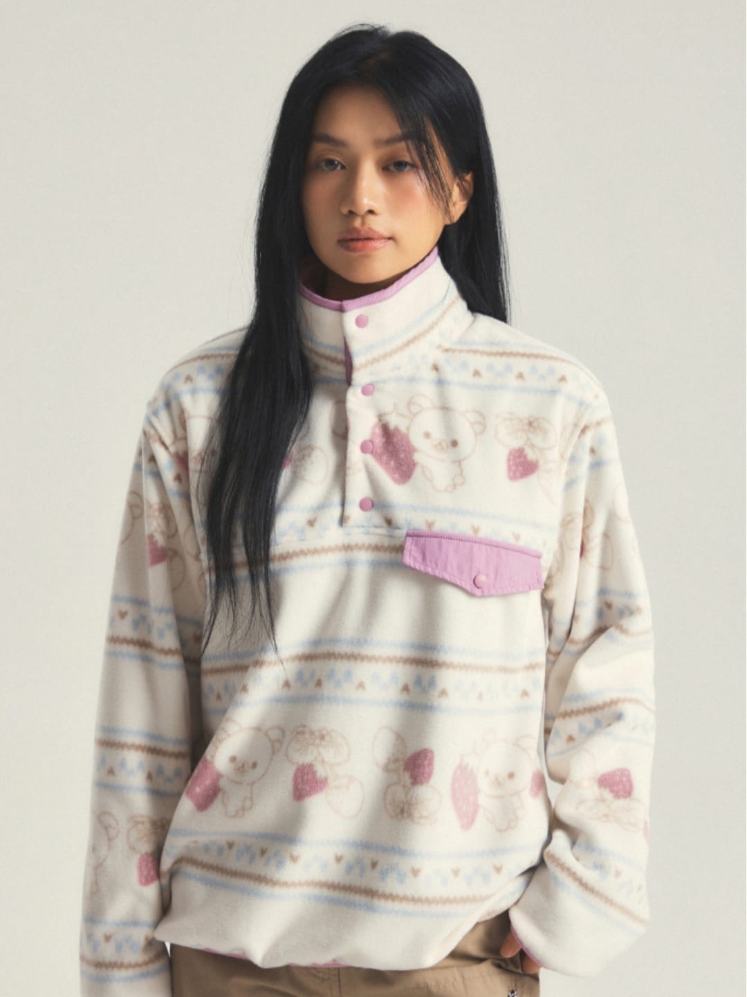 《預訂貨品》全新SPAO 限定 Rilakkuma 半拉鏈抓毛絨衛衣