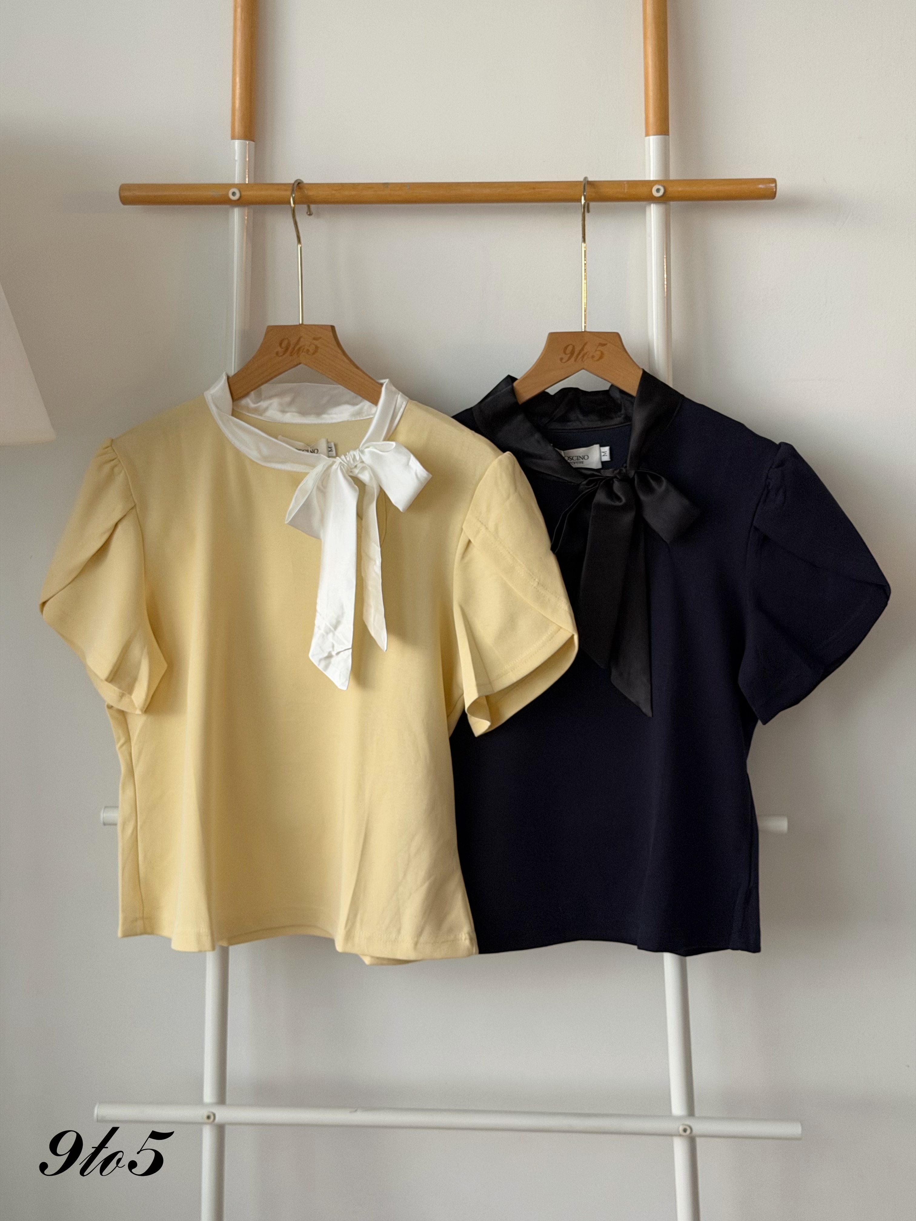T4472 Tie-Neck Puff Sleeve Blouse - 3 Colors 