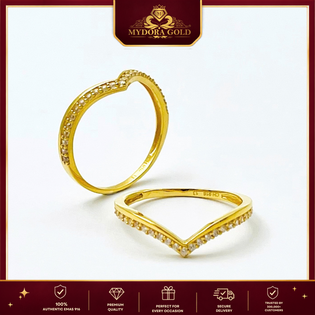 MYDORA Cincin Batu CZ Graceful V | EMAS 916/22K