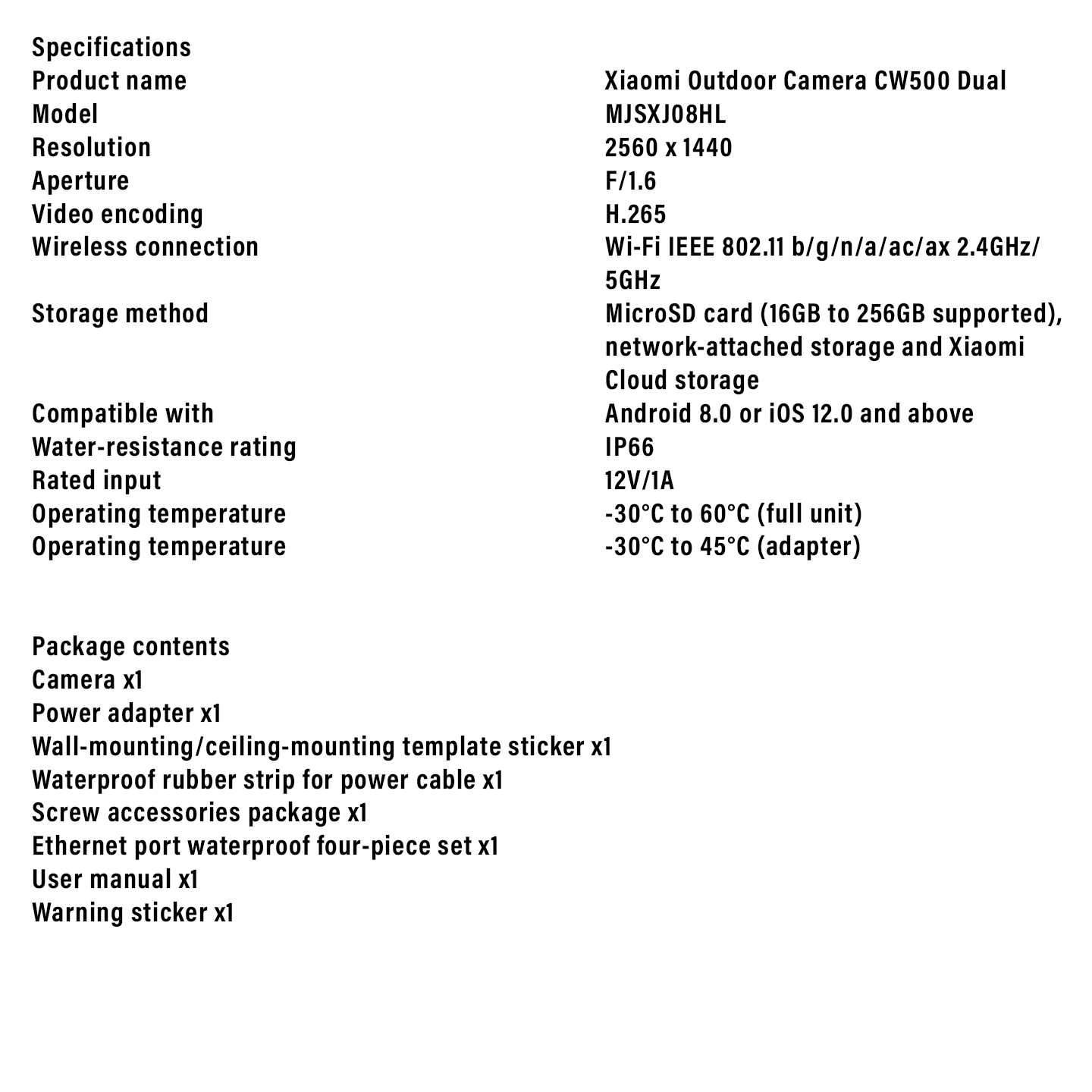 Xiaomi 3K CW500 Dual-Lens Outdoor Camera IP66 (BHR9662MY)