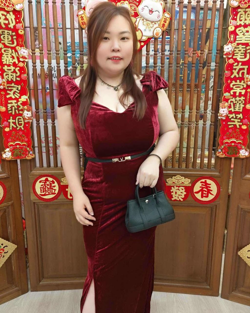 TT708 高级绒布蝴蝶结肩设计礼服