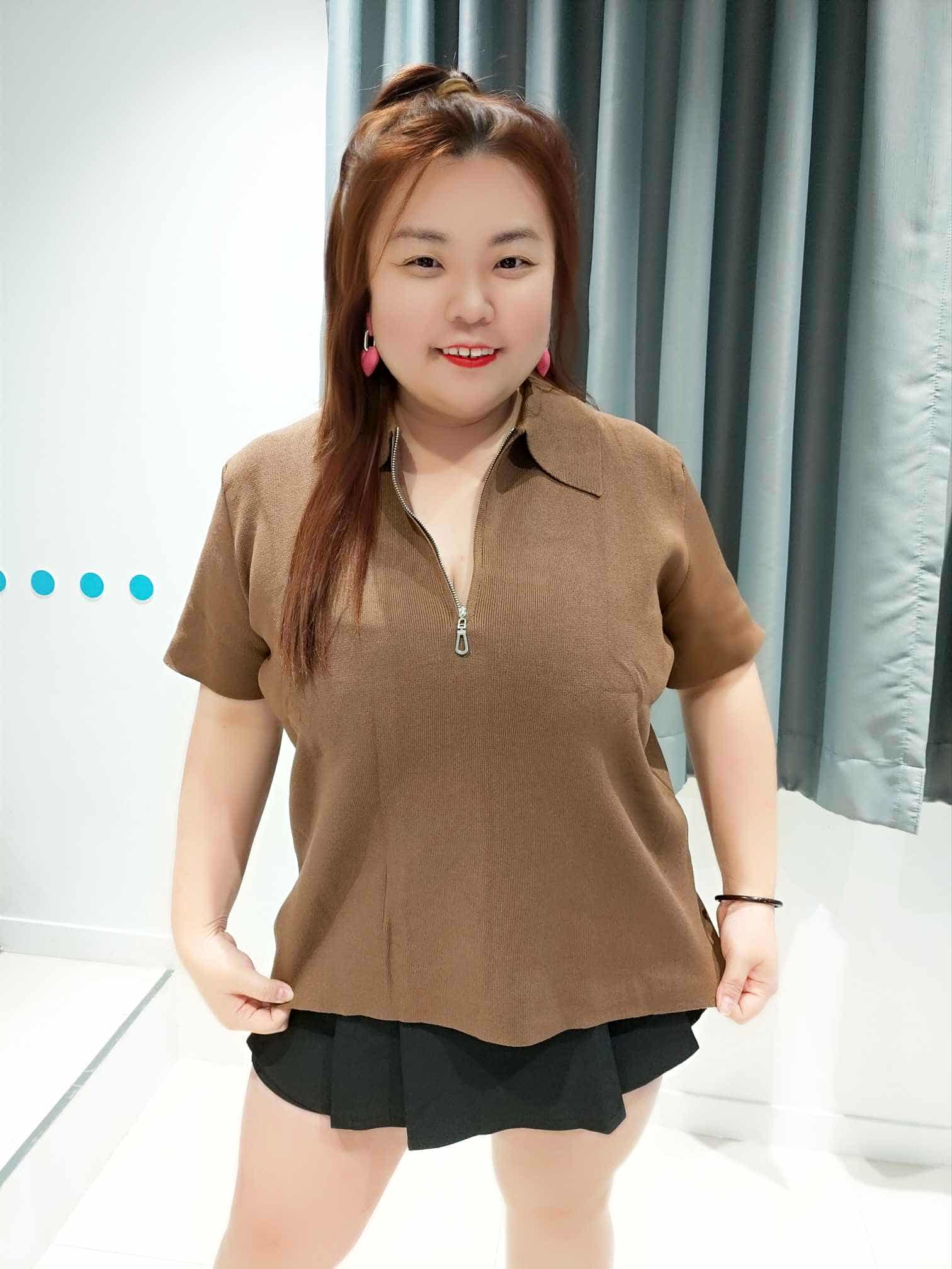 ENC06 YP03 拉链设计有领针织上衣