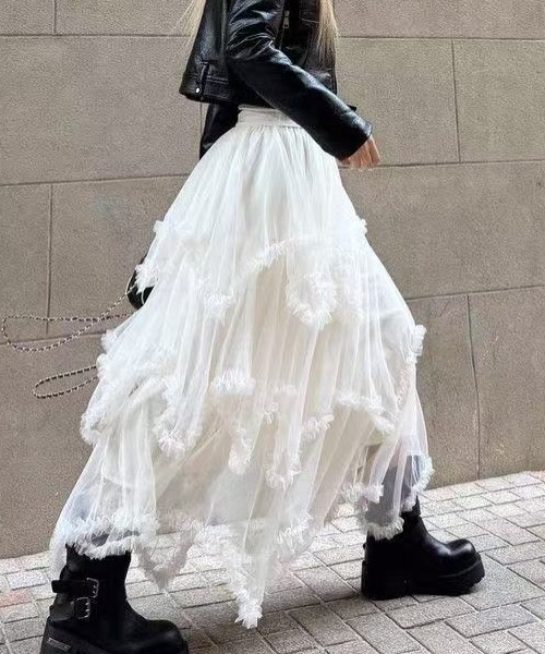 Lace薄紗蛋糕長裙【JS006】