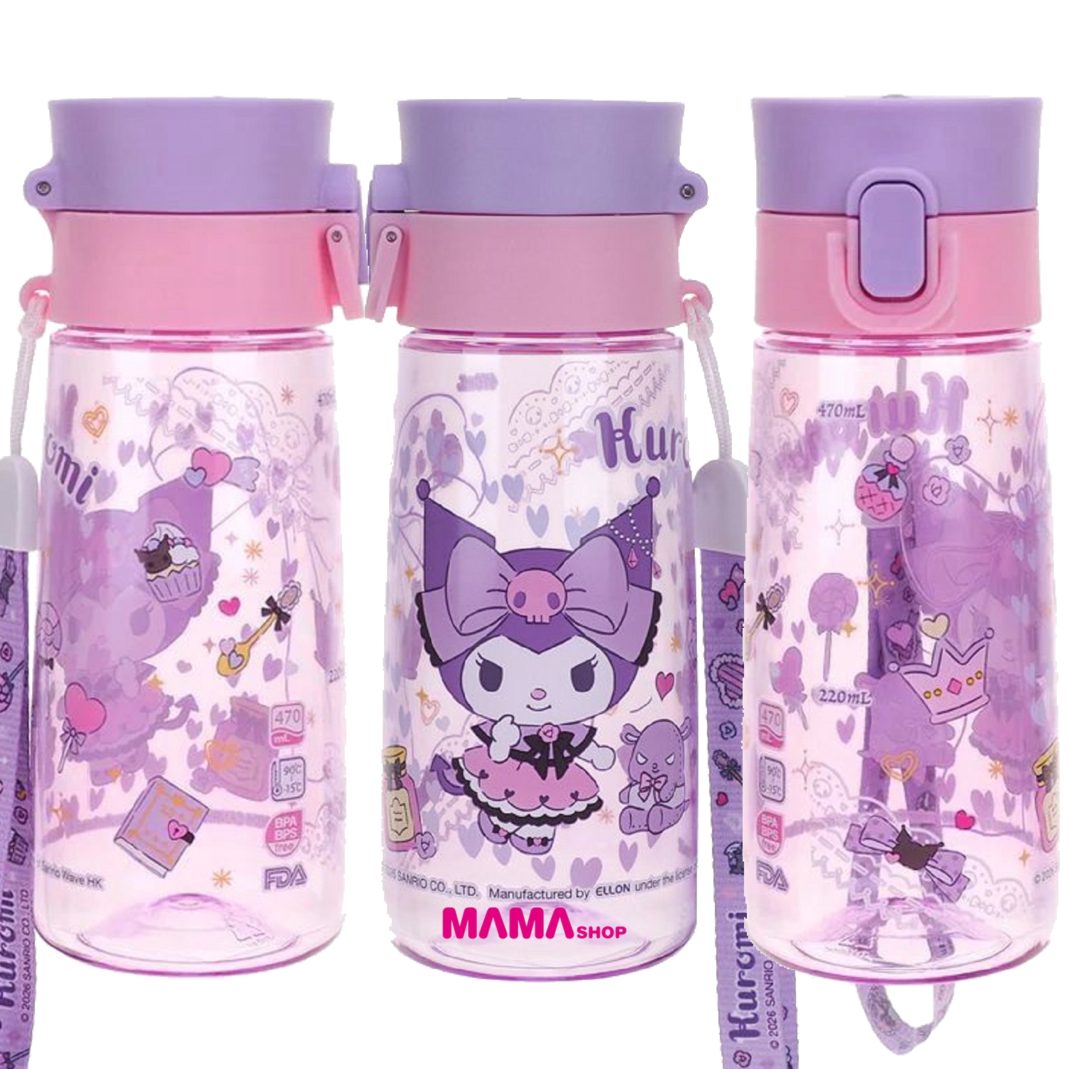 Sanrio 470ml BPA & BPS Free 膠水樽連手繩