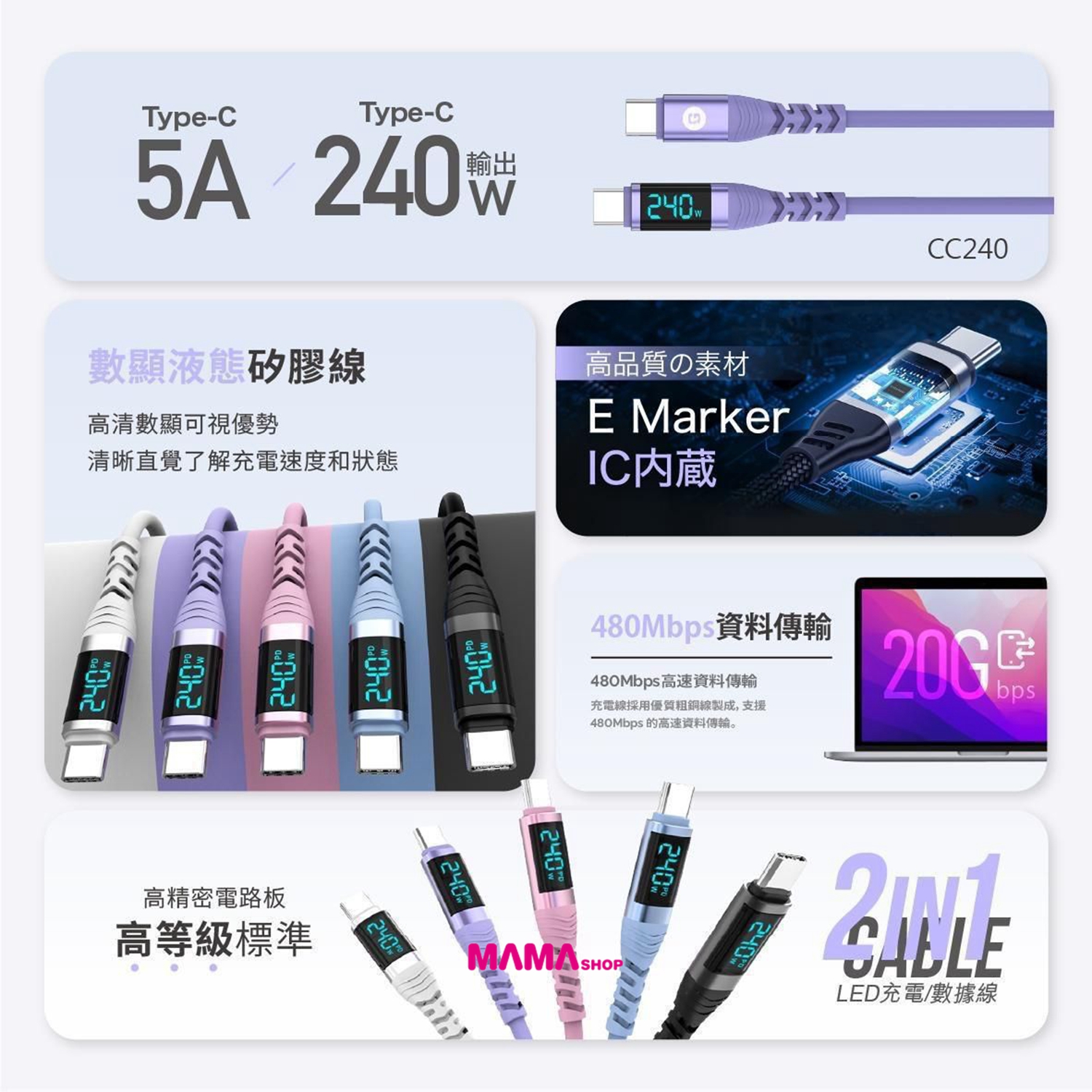 ⭐️ ARGO 2in1 LED 快速充電數據傳輸線
