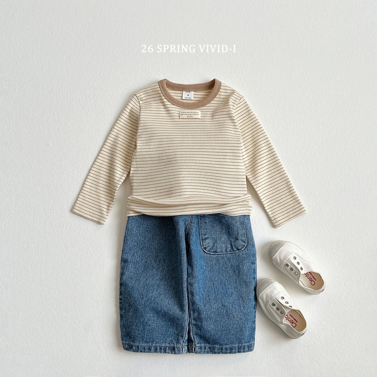 🌸預訂 韓國直送🌸🇰🇷VIVIDI四色撞色領條紋長袖打底上衣