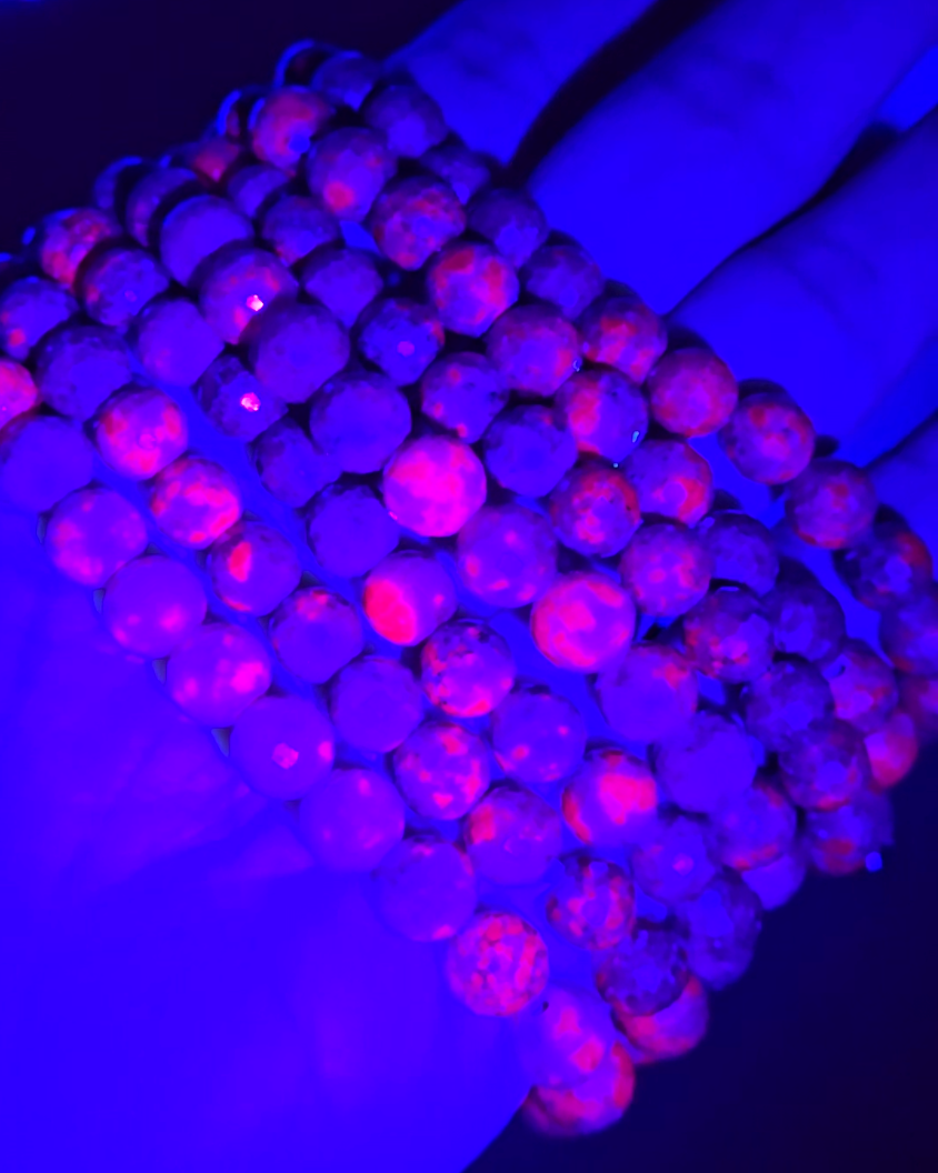 Ruby in kyanite faceted bead bracelets with UV, smaller beads - RBY146