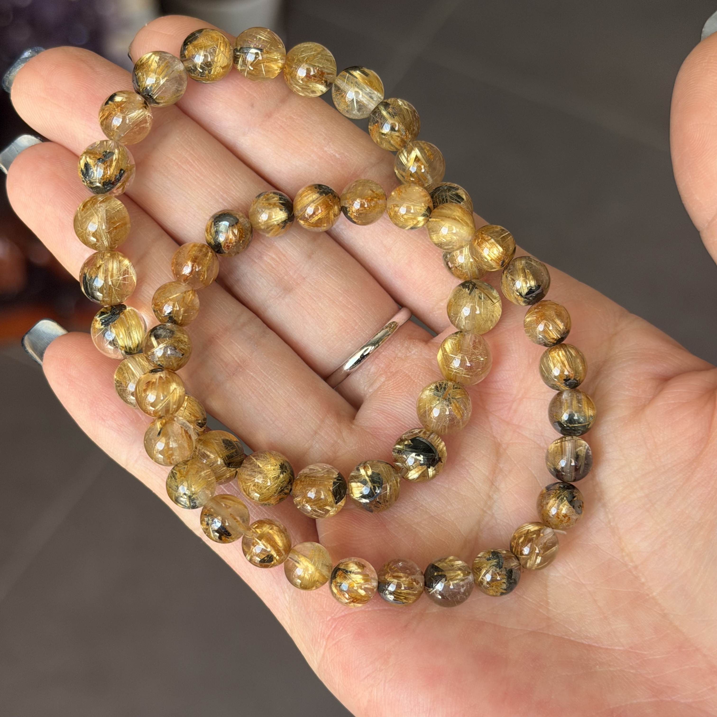  金鈦晶共生赤鐵礦手串