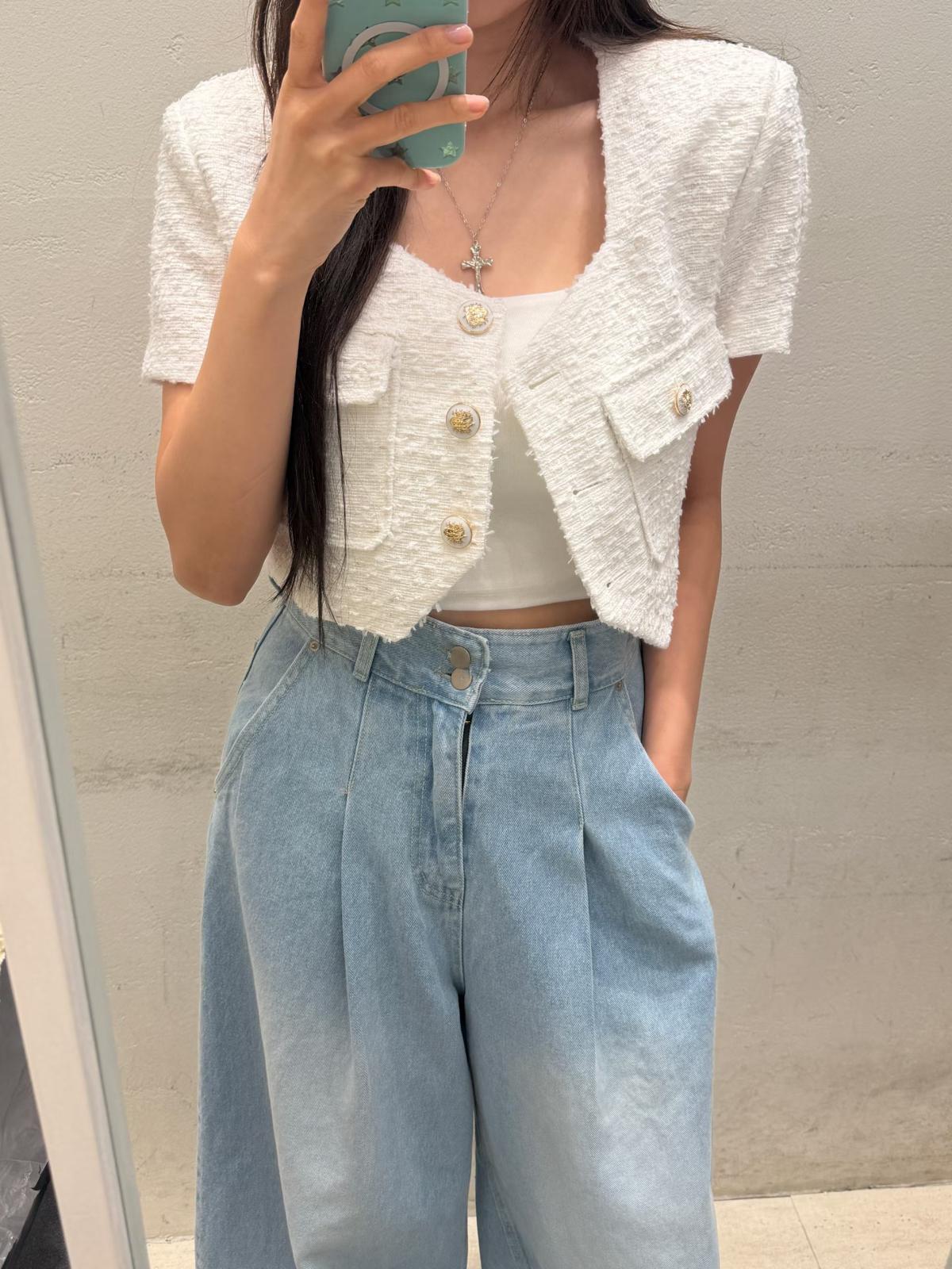 T14 短袖薄Tweed外套