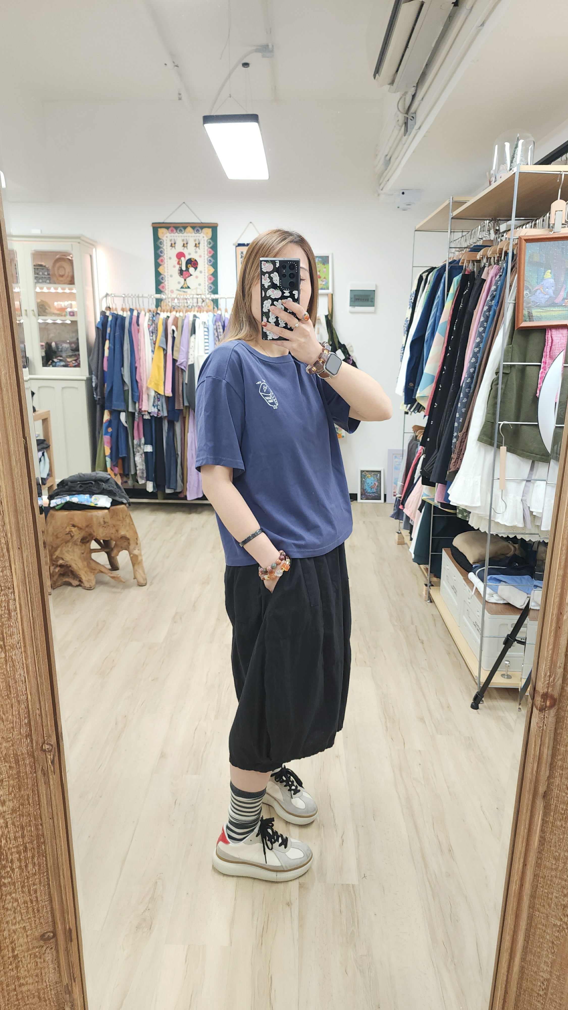 韓國深藍方頭貓頭鷹棉Tee