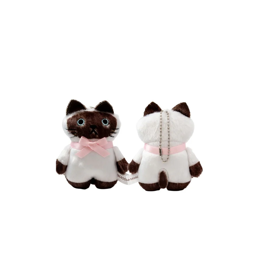 Cacaocat 毛公仔掛飾 - 棕色與白色的貓咪「奶油貓」