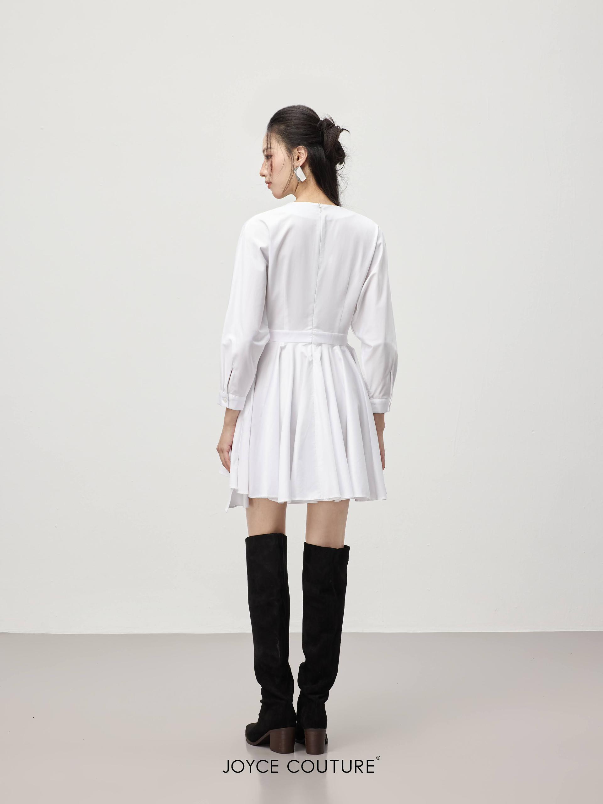 独家V领长袖连身裙 D0358