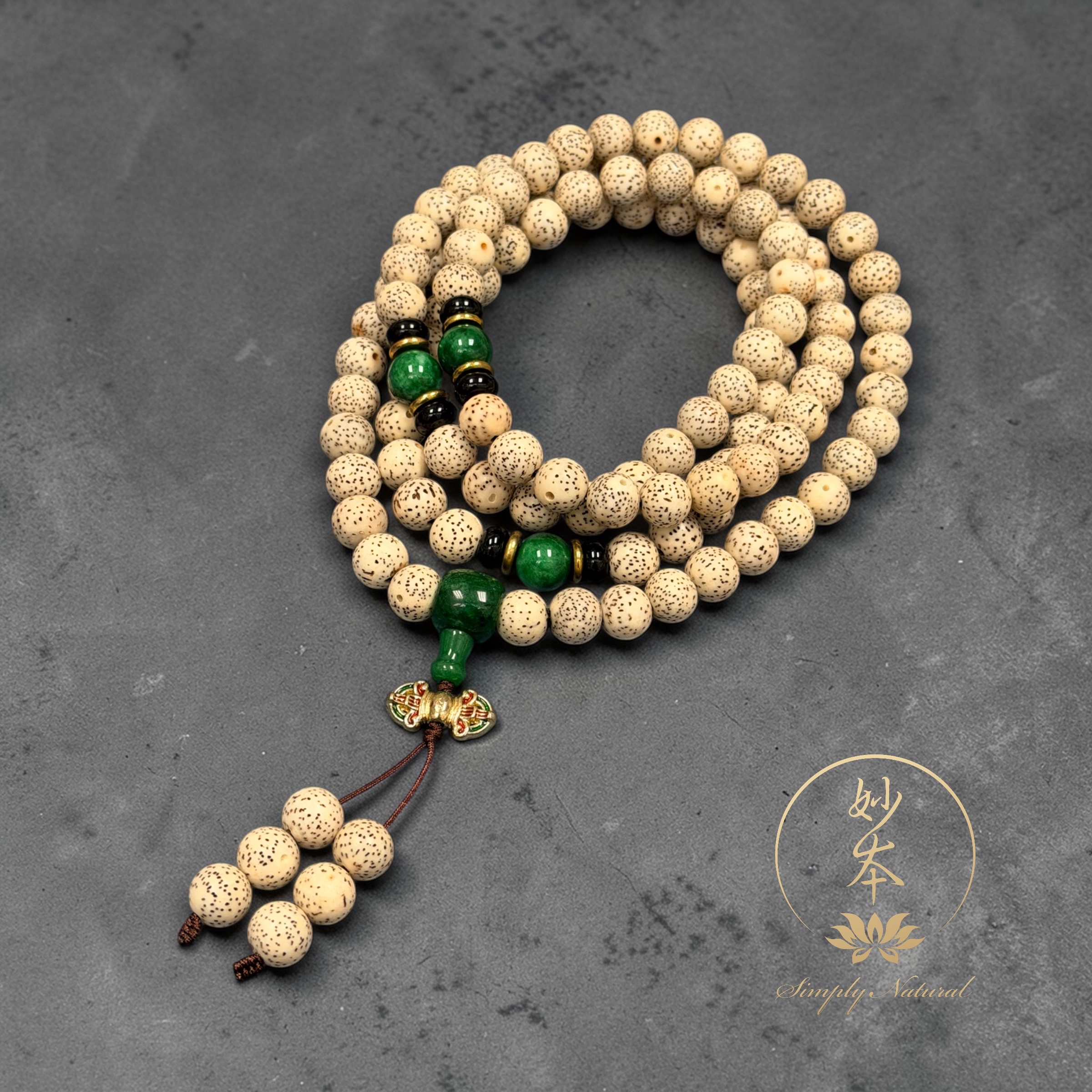 9.7mm 星月菩提子念珠 配：干青、金剛杵