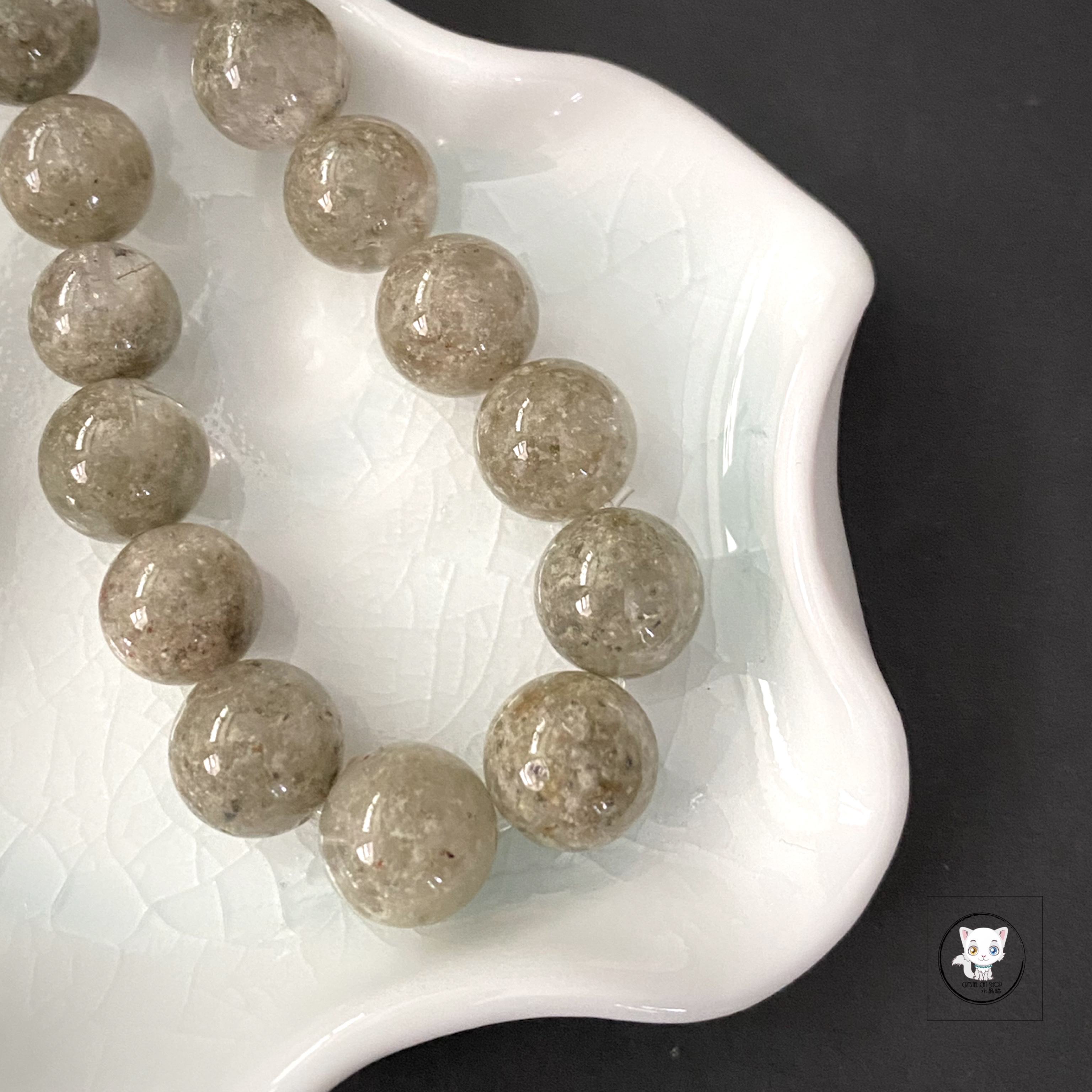 抹茶綠幽靈水晶手鏈 10mm