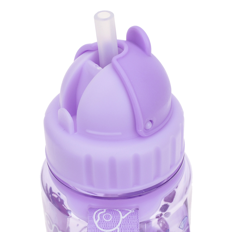 Kuromi 350ml BPA Free Water Bottle With Straw & Neck Strap 膠水樽連飲管及頸繩