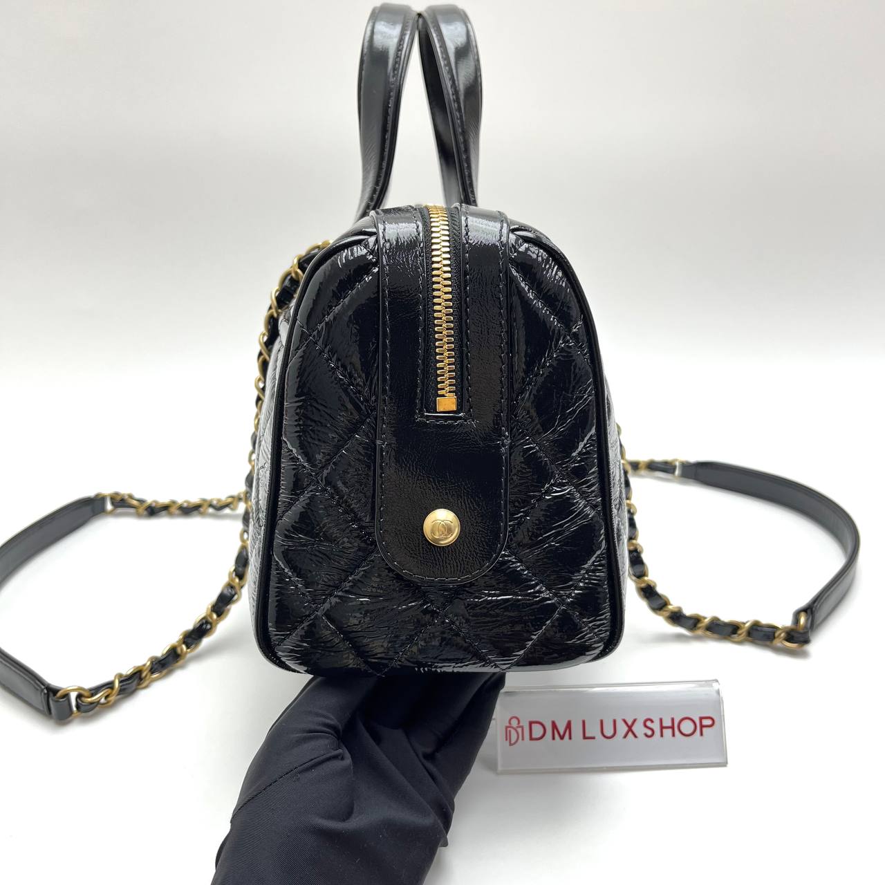 Chanel 25A Black Bowling Bag GHW (Microchip)