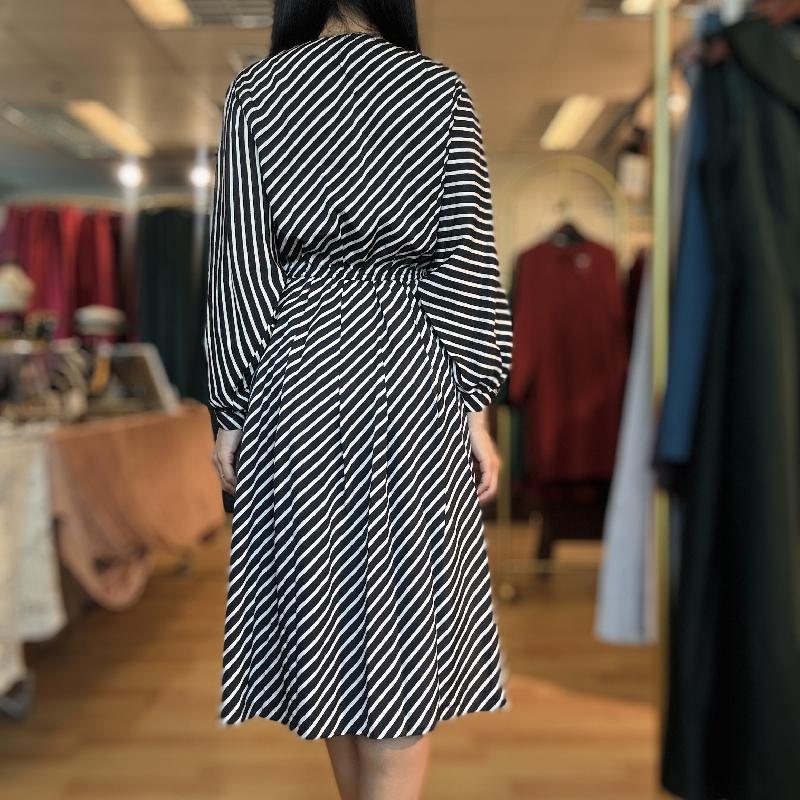 Vintage Black and White Striped Dress (MT2260)