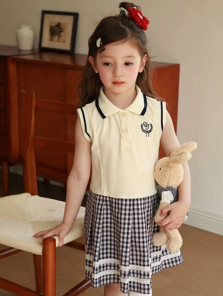 A51 女童Polo领学院风连衣裙