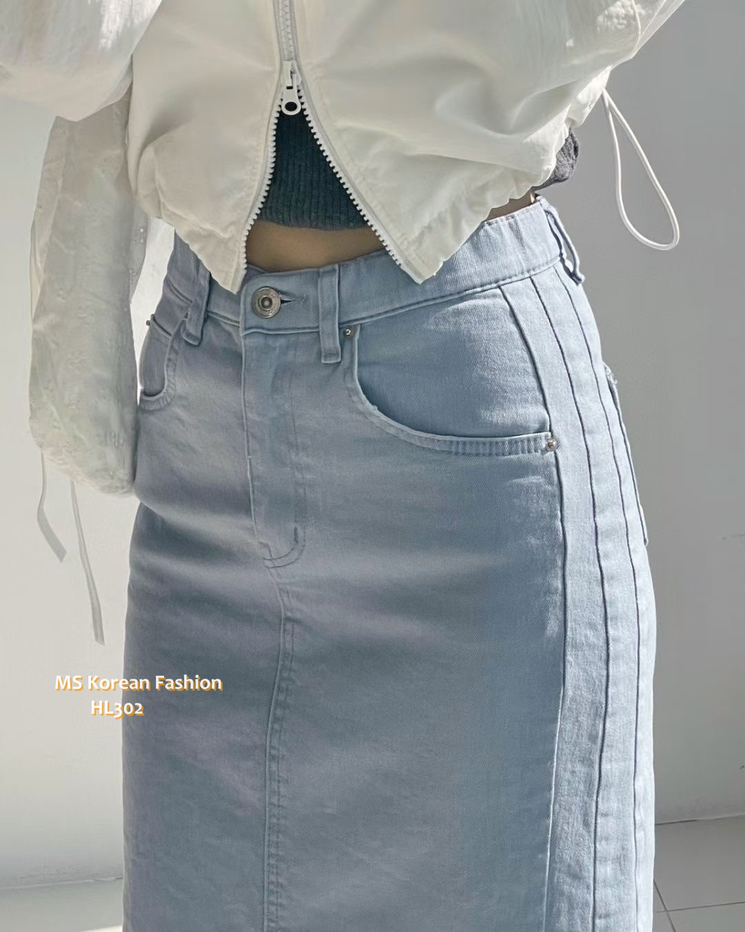 HL302 韓國🌼Howluk彈力棉後開叉半裙