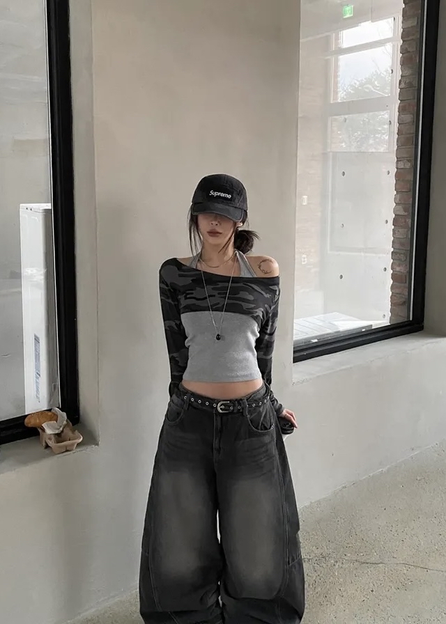Camo Halterneck Layered Crop