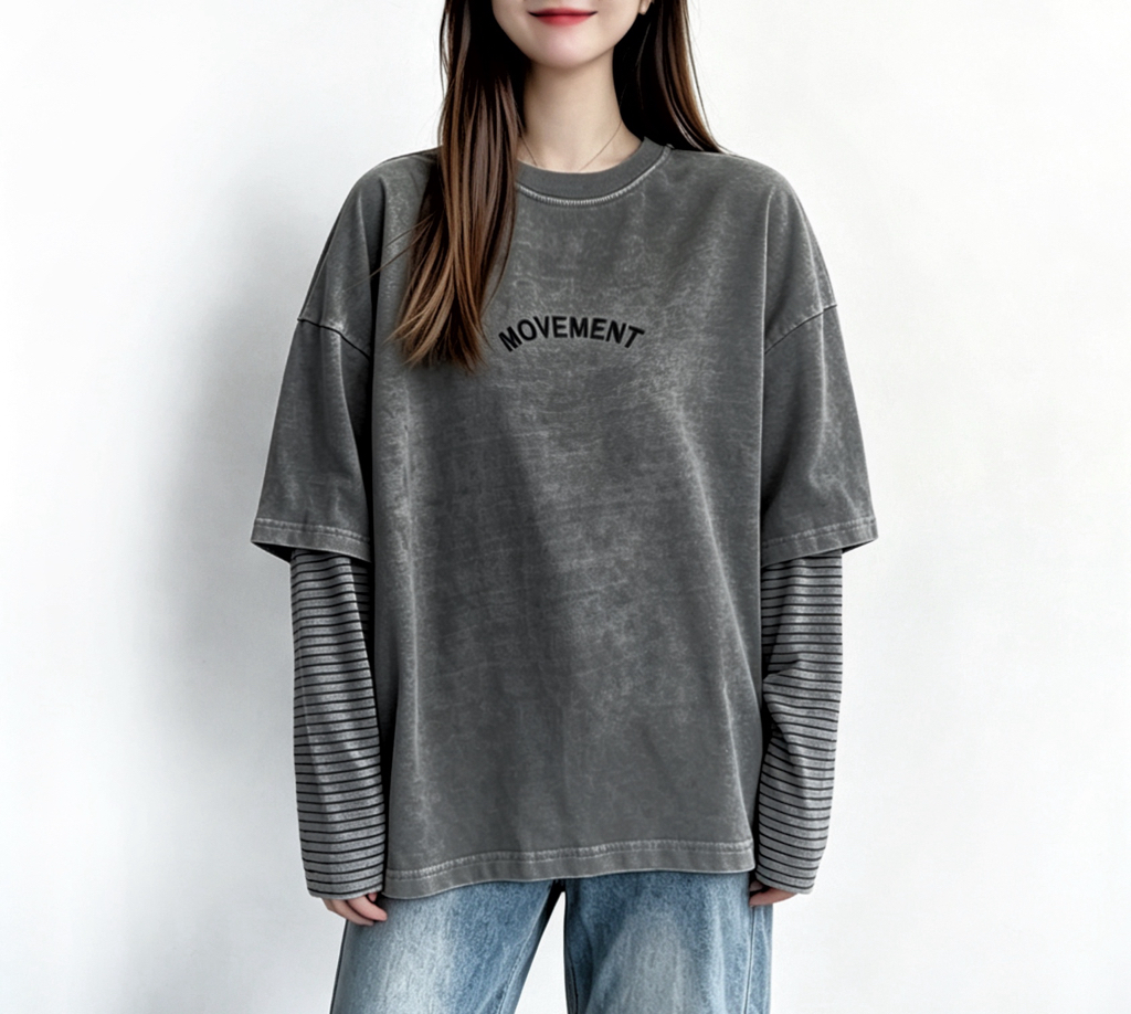 🍂初秋預訂✅ 假兩件英文字Tee