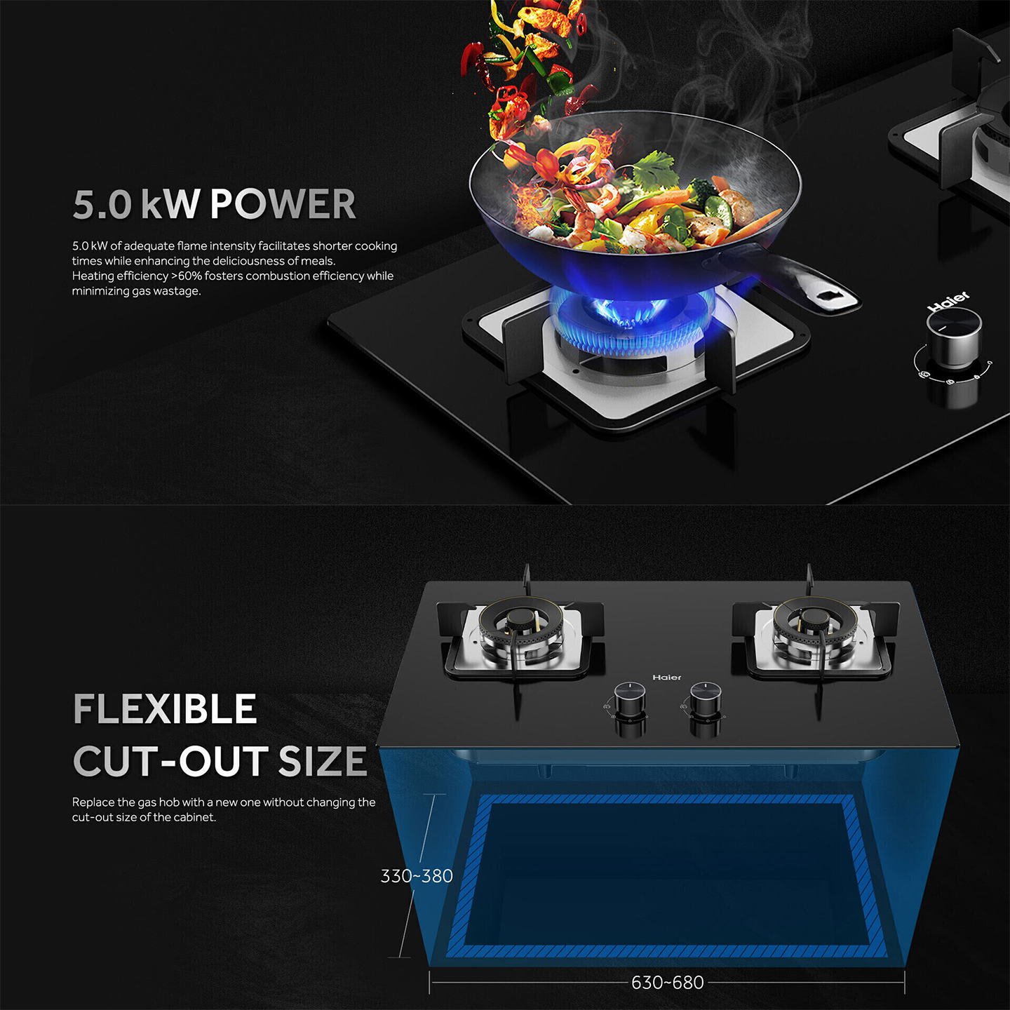 Haier 2-Burner Built-in Gas Hob (HC-Q572SGB)