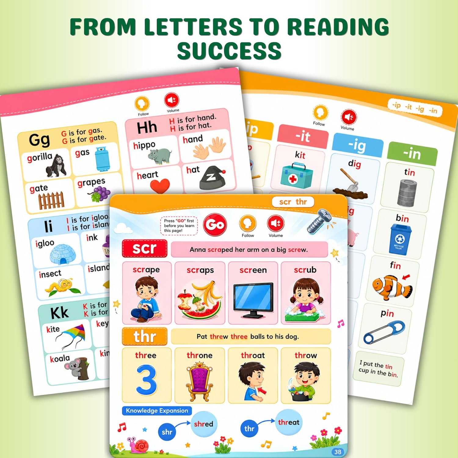 *手指點讀書*Type C 充電*First Phonics Sound Book for Kids | Interactive ABC Alphabet & Phonics Learning | Talking Educational Toy for Toddlers & Preschoolers Age 2–6 Yrs