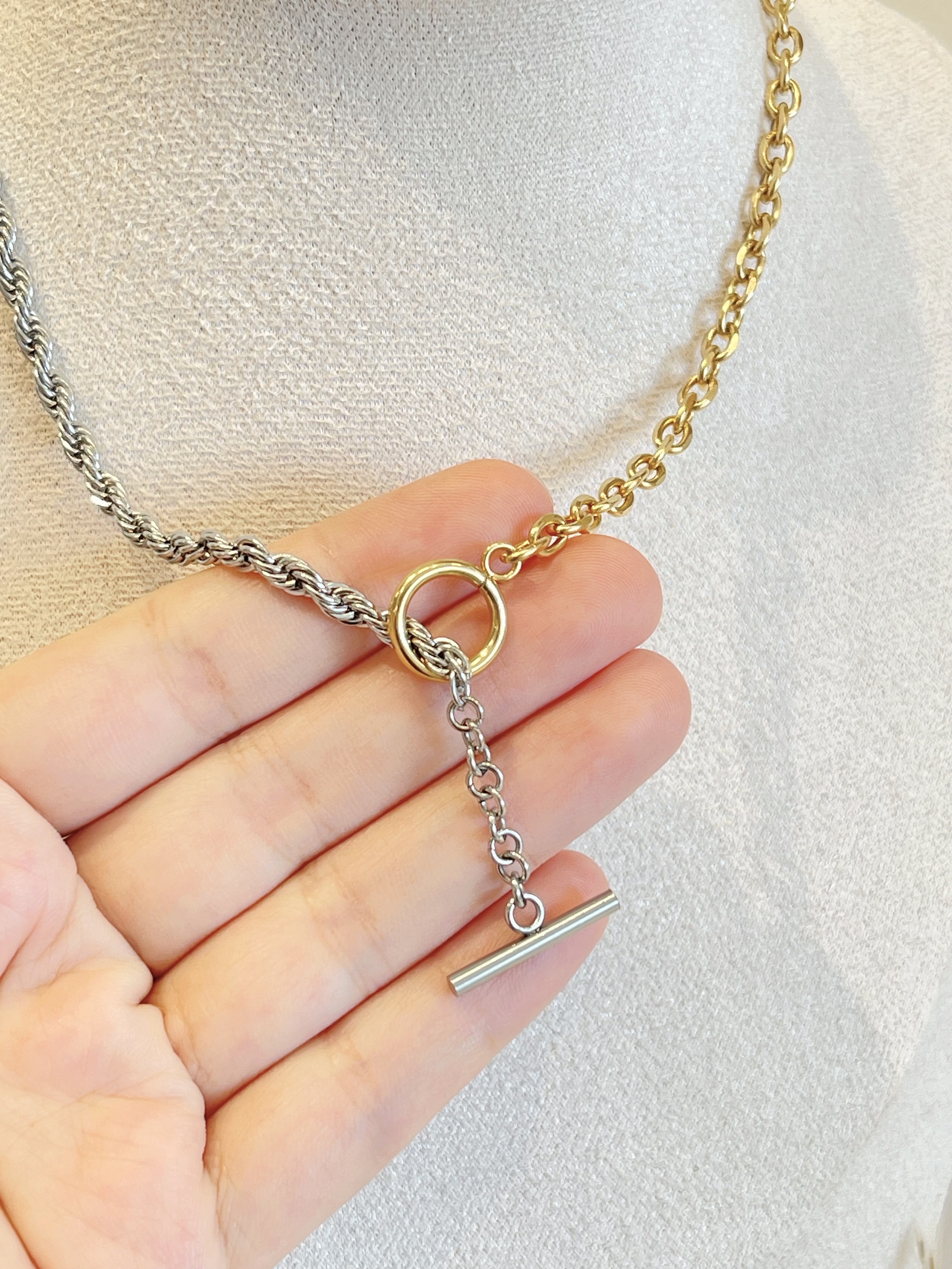 辣妹甜酷OT扣钛钢项链