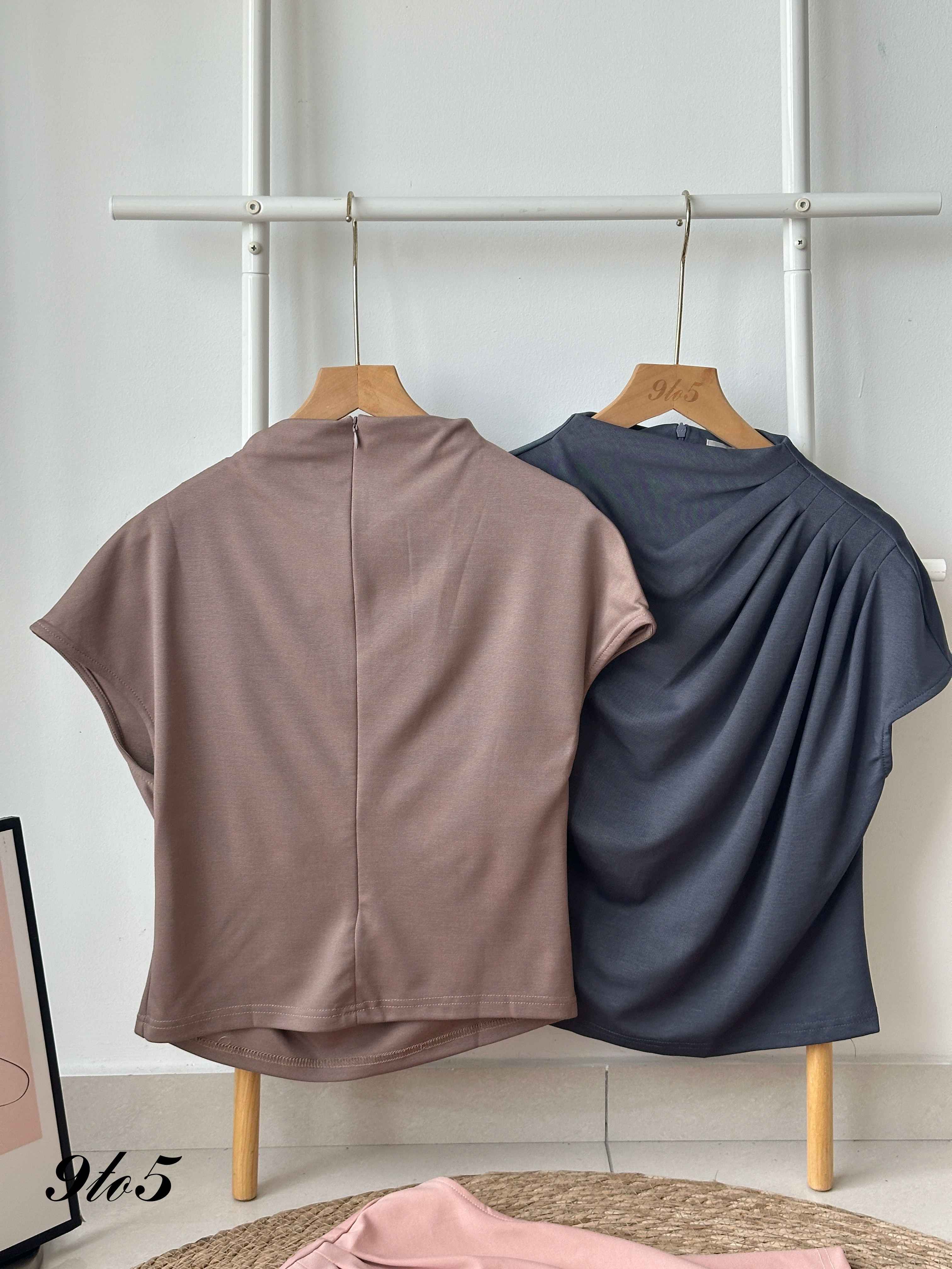 T4159 Mock Neck Ruched Top - 4 Colors 