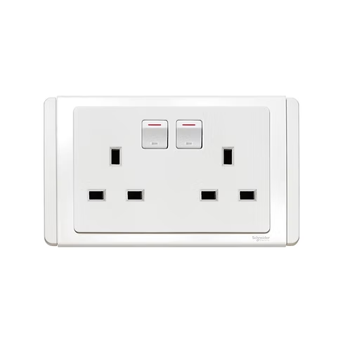 施耐德 NEO 凝白 13A孖蘇有掣有燈 插座