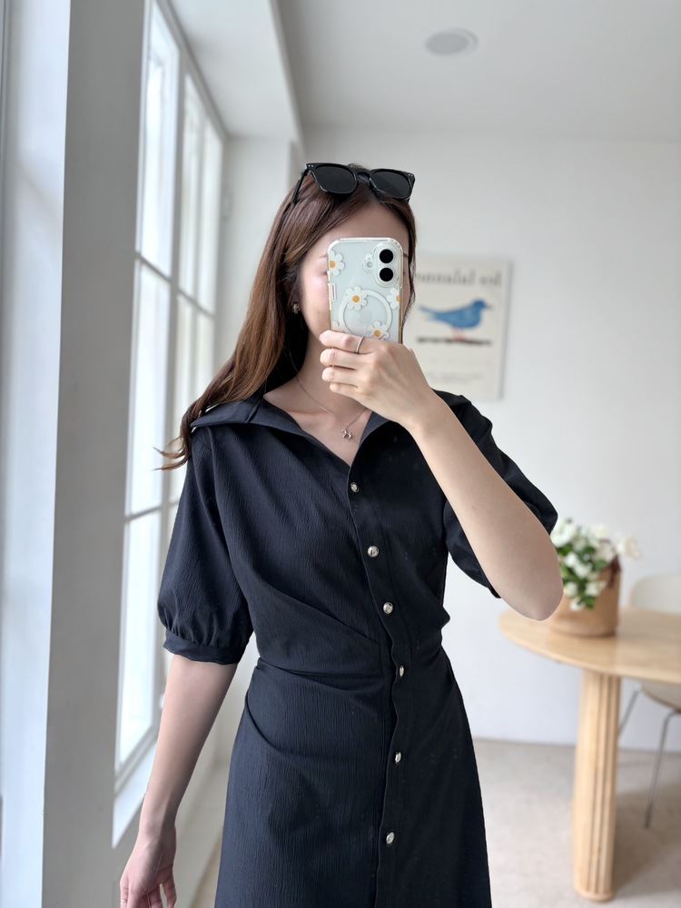 Lena Contoured Waist Dress (Navy)