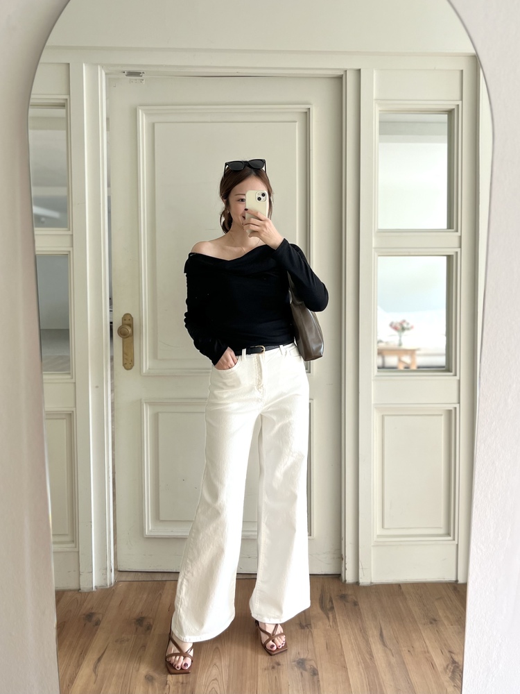 Muse Off Shoulder Drape Top (Black)